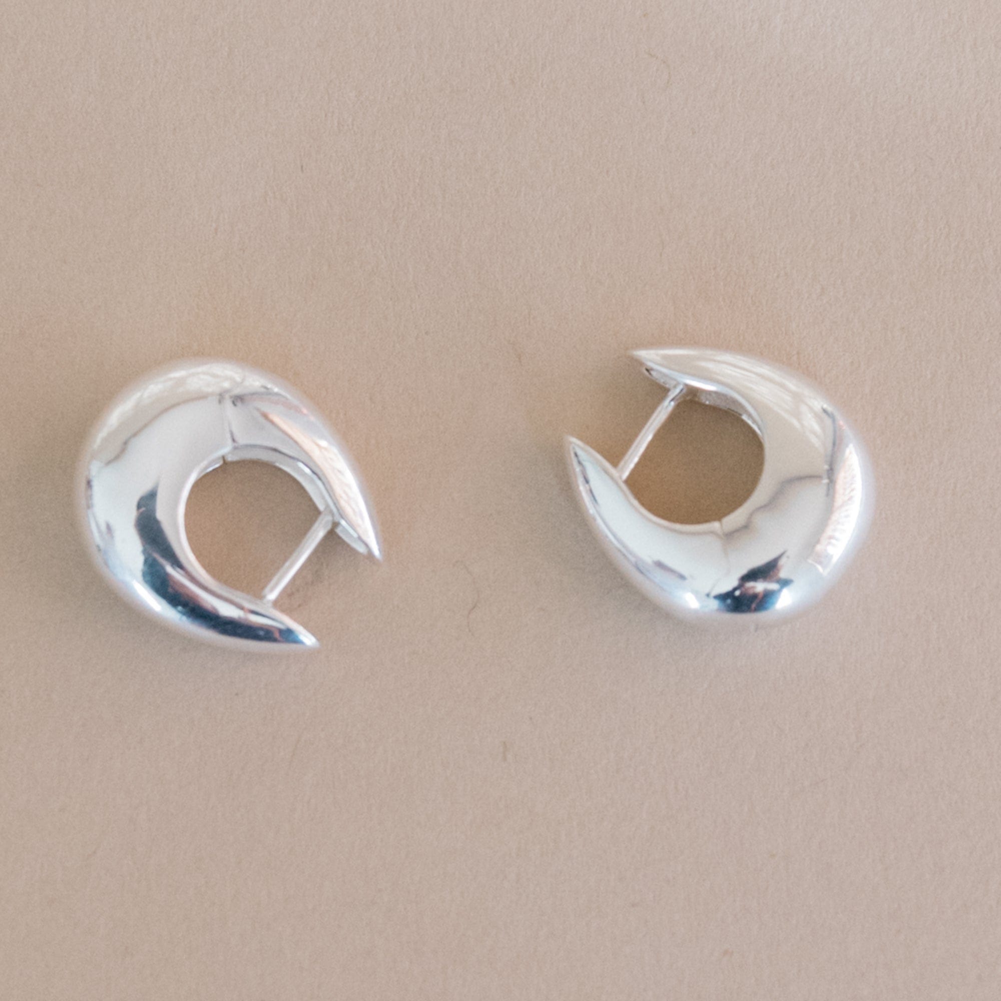 Annika Inez Earrings Silver / Small Sloping Hinge Hoops by Annika Inez