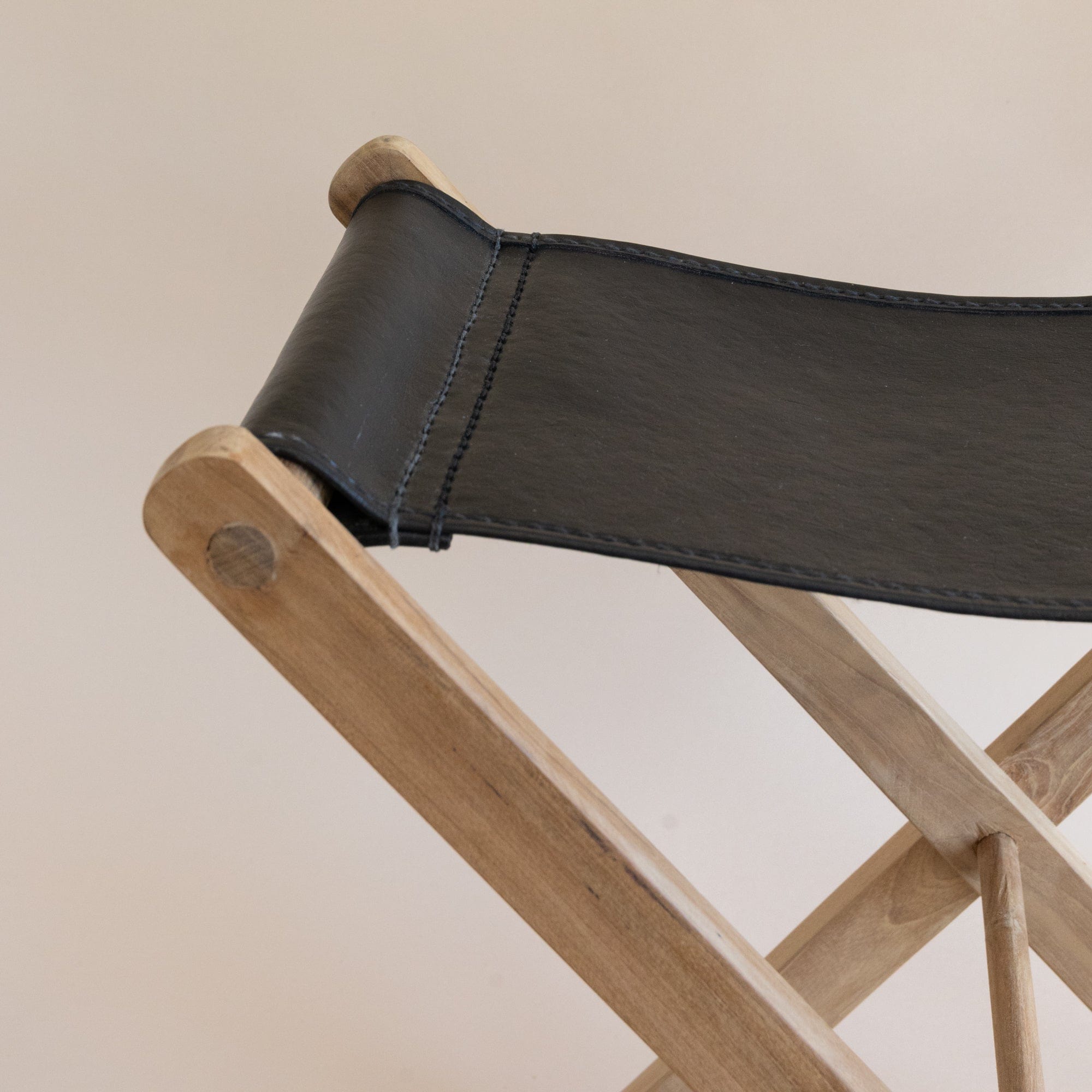 BIDK Home Seating Black Leather Stool