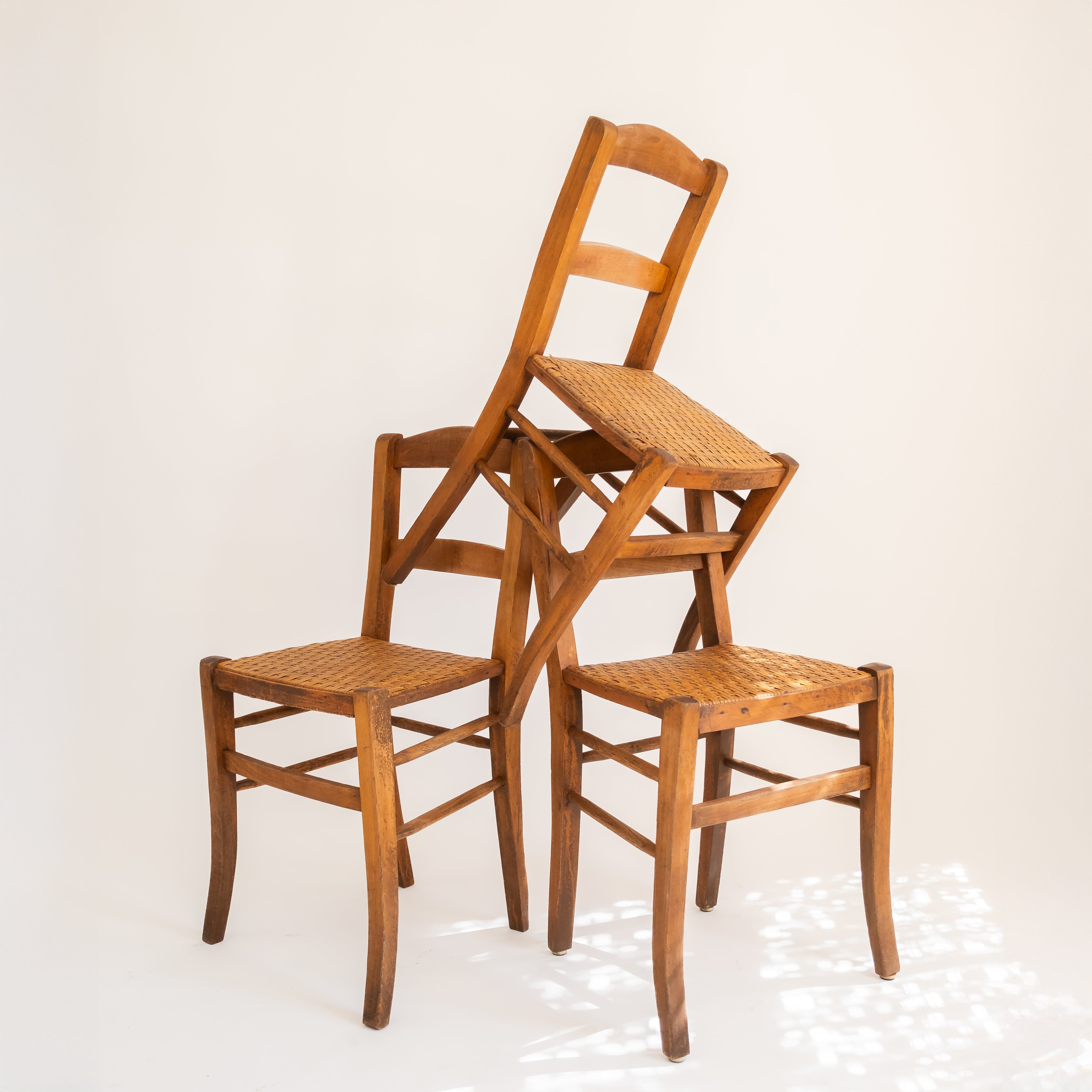 +COOP Vintage Seating 1930s French Provincial Oak Side Chairs