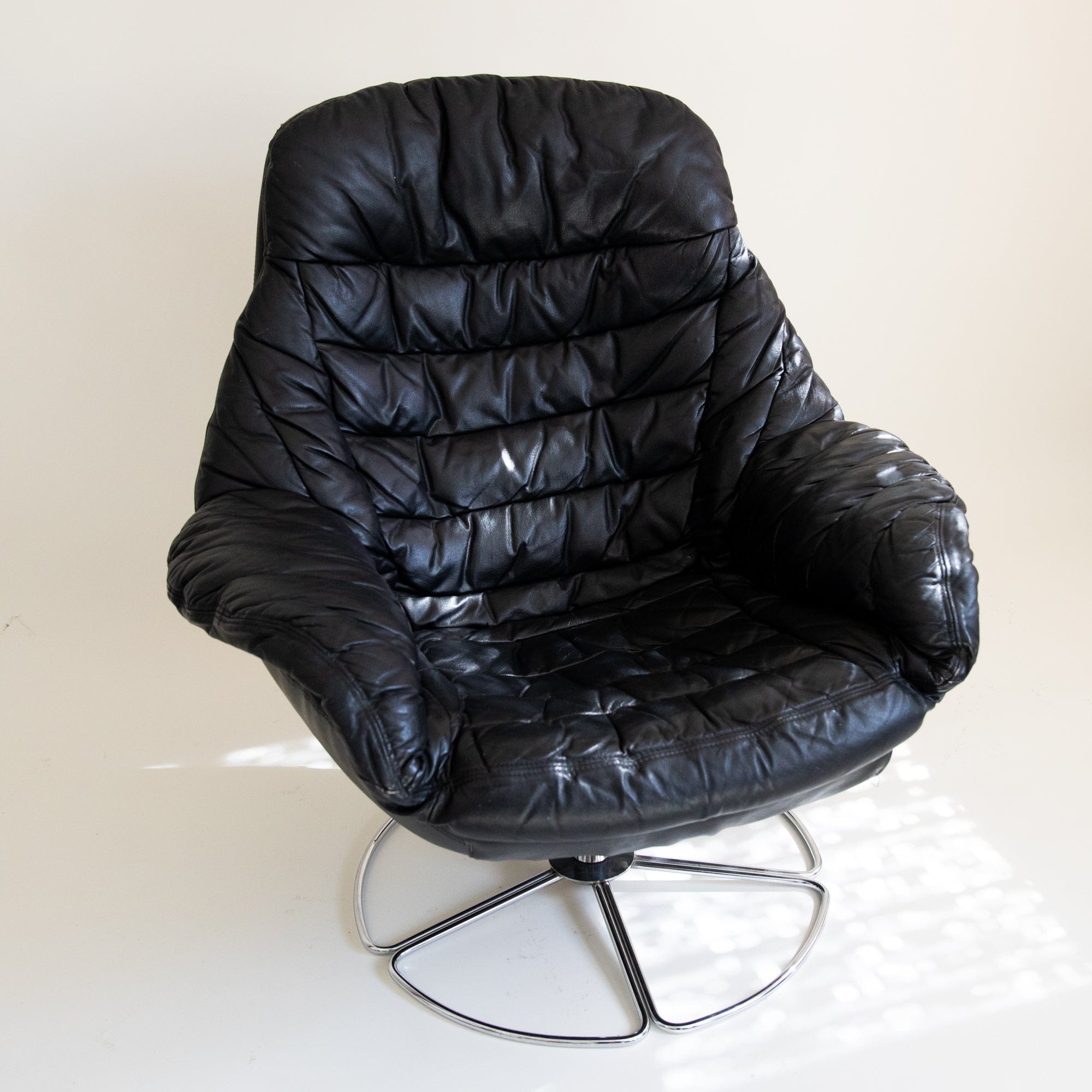 +COOP Vintage Seating H. W. Klein Style Leather & Steel Lounge Chairs