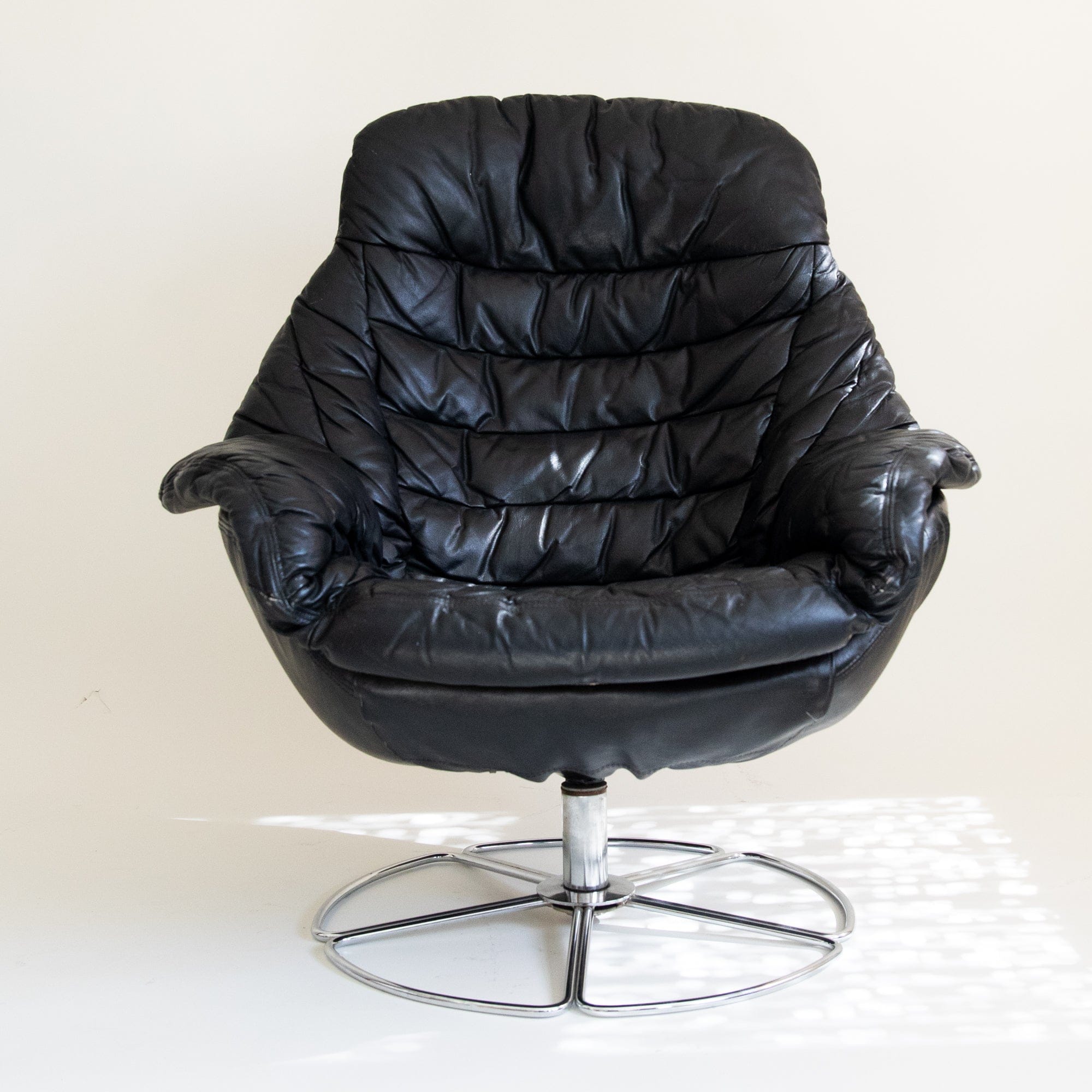 +COOP Vintage Seating H. W. Klein Style Leather & Steel Lounge Chairs