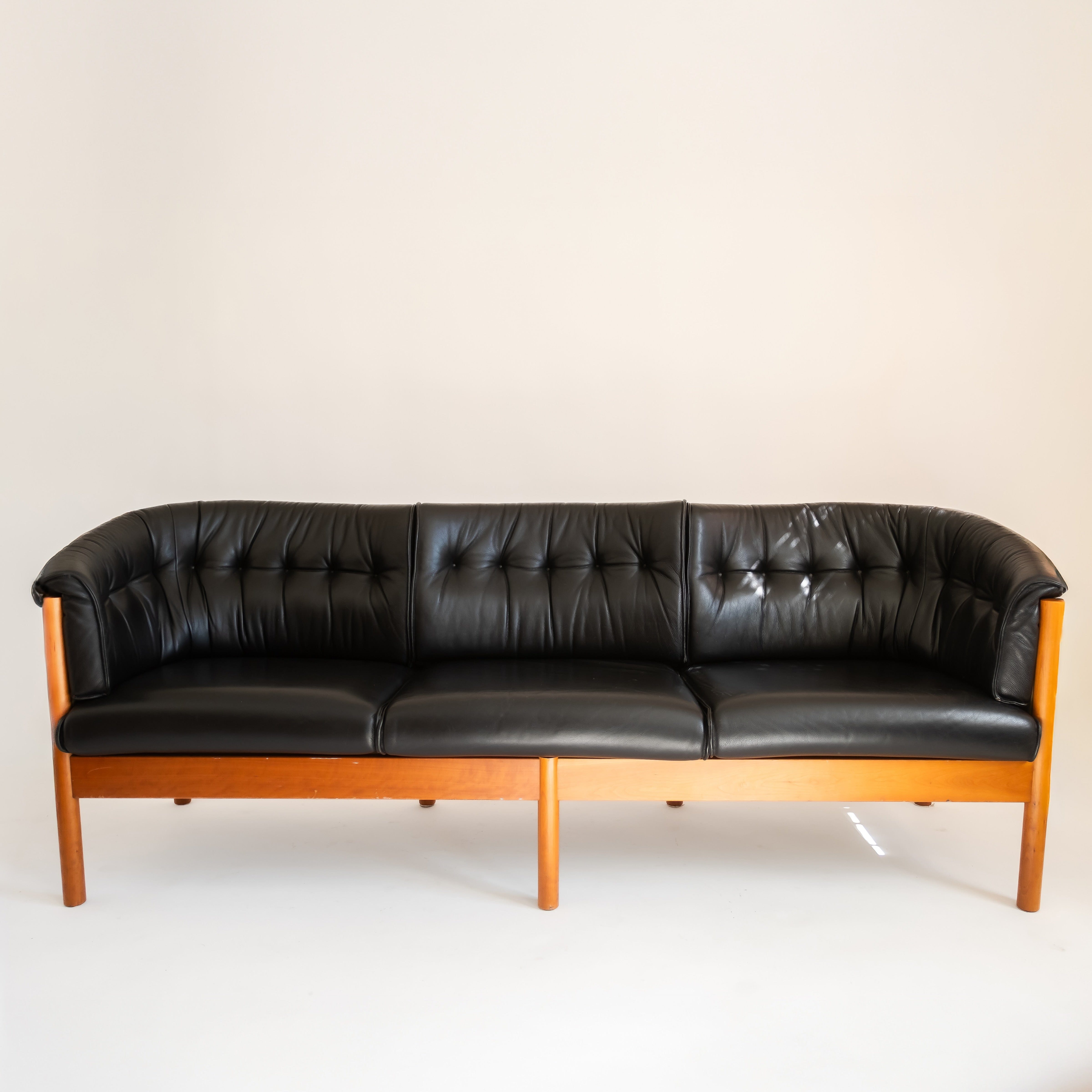 +COOP Vintage Seating Vintage Black Leather Sofa