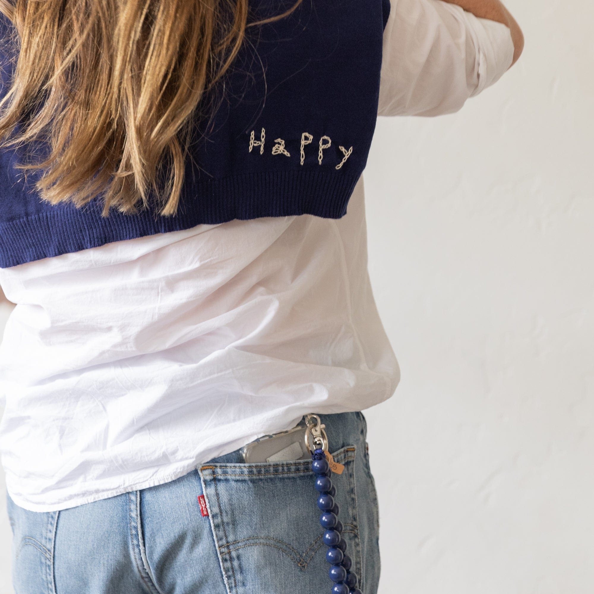 Dear: Scarves Navy Shoulder Scarf by Heyja Do