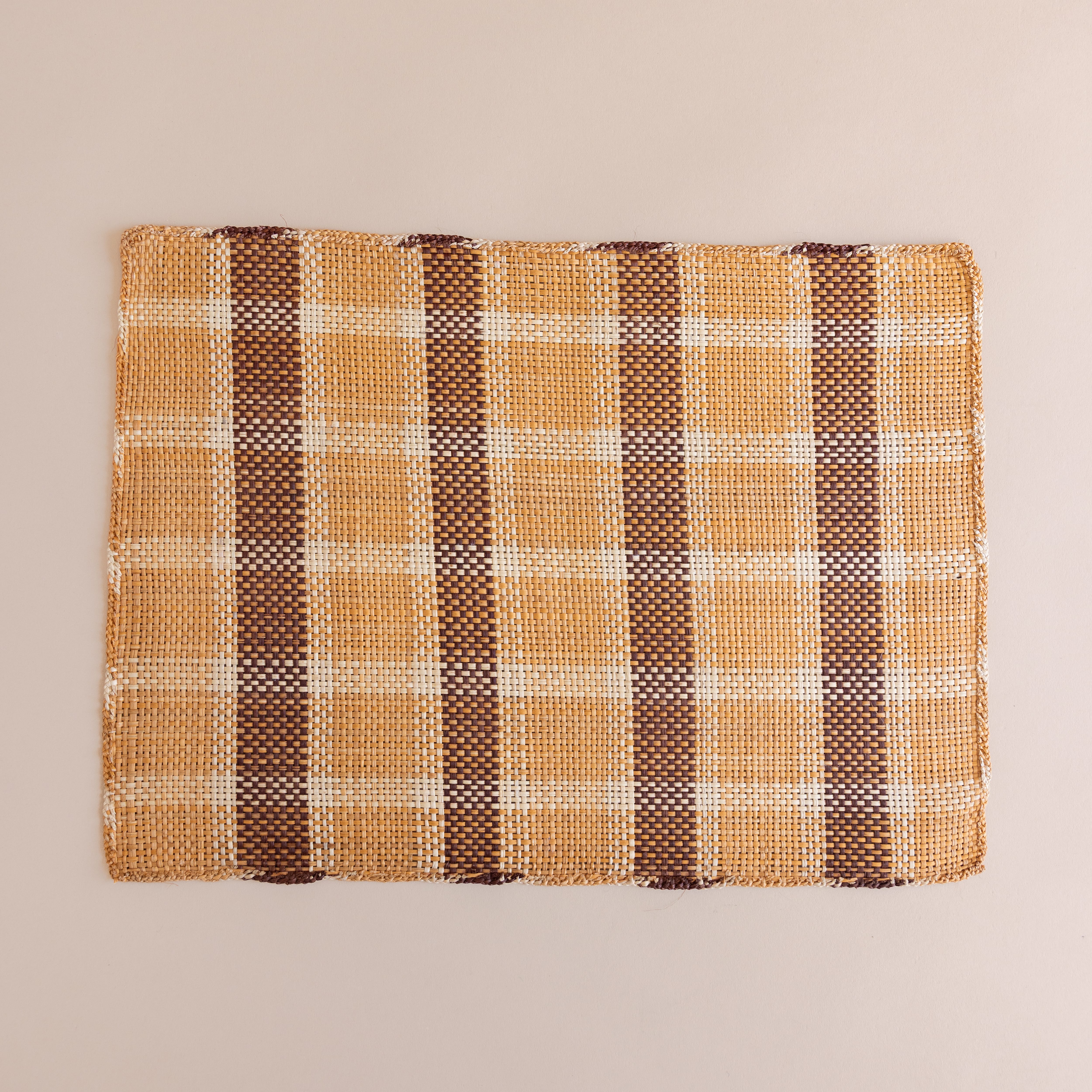 Guanabana Placemats Woven Plaid in Brown and Natural Straw Placemat