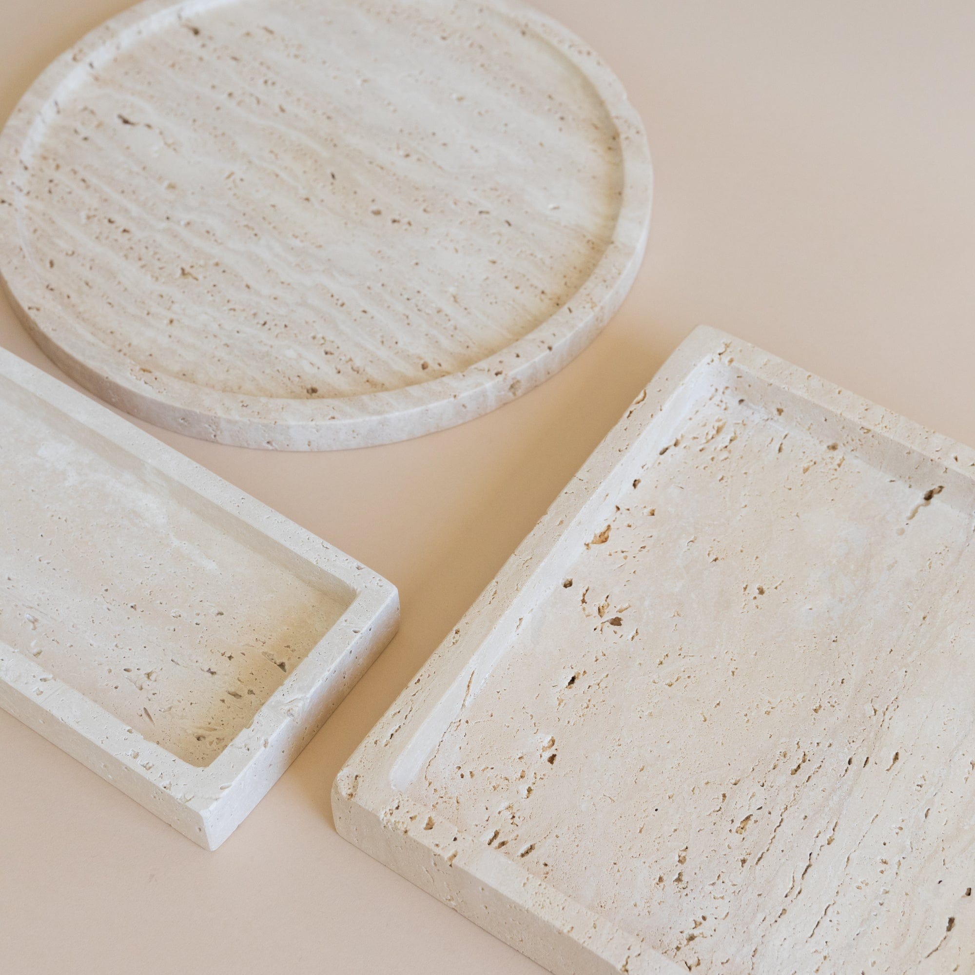 HAAND Craft Trays + Catchalls Sided Travertine Tray