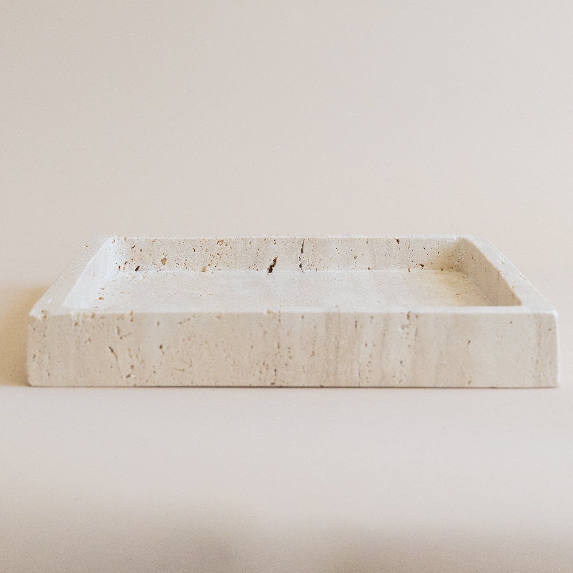 HAAND Craft Trays + Catchalls Square Sided Travertine Tray
