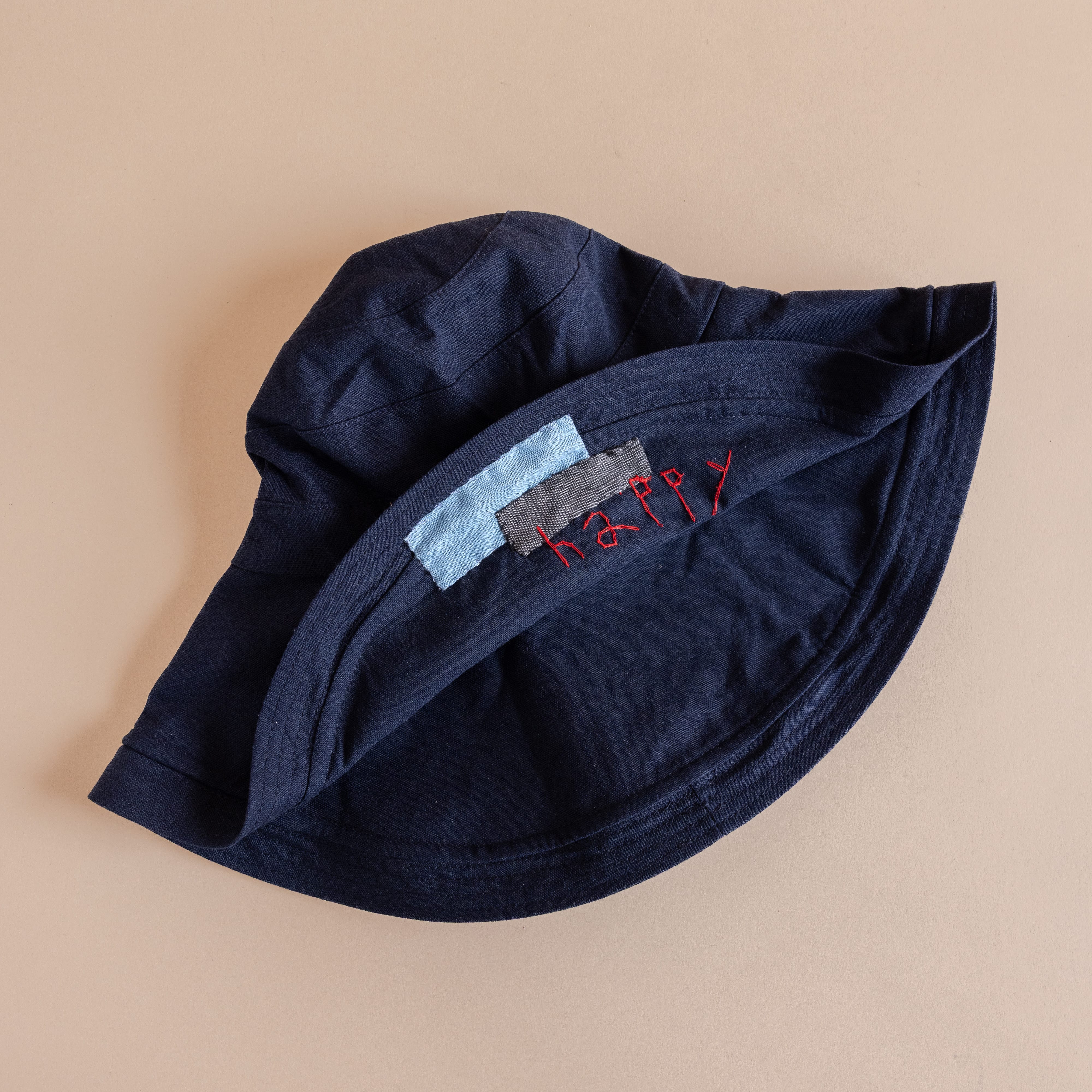 Heyja Do Hats Navy Patchwork Wire Brim Sun Hat by Heyja Do