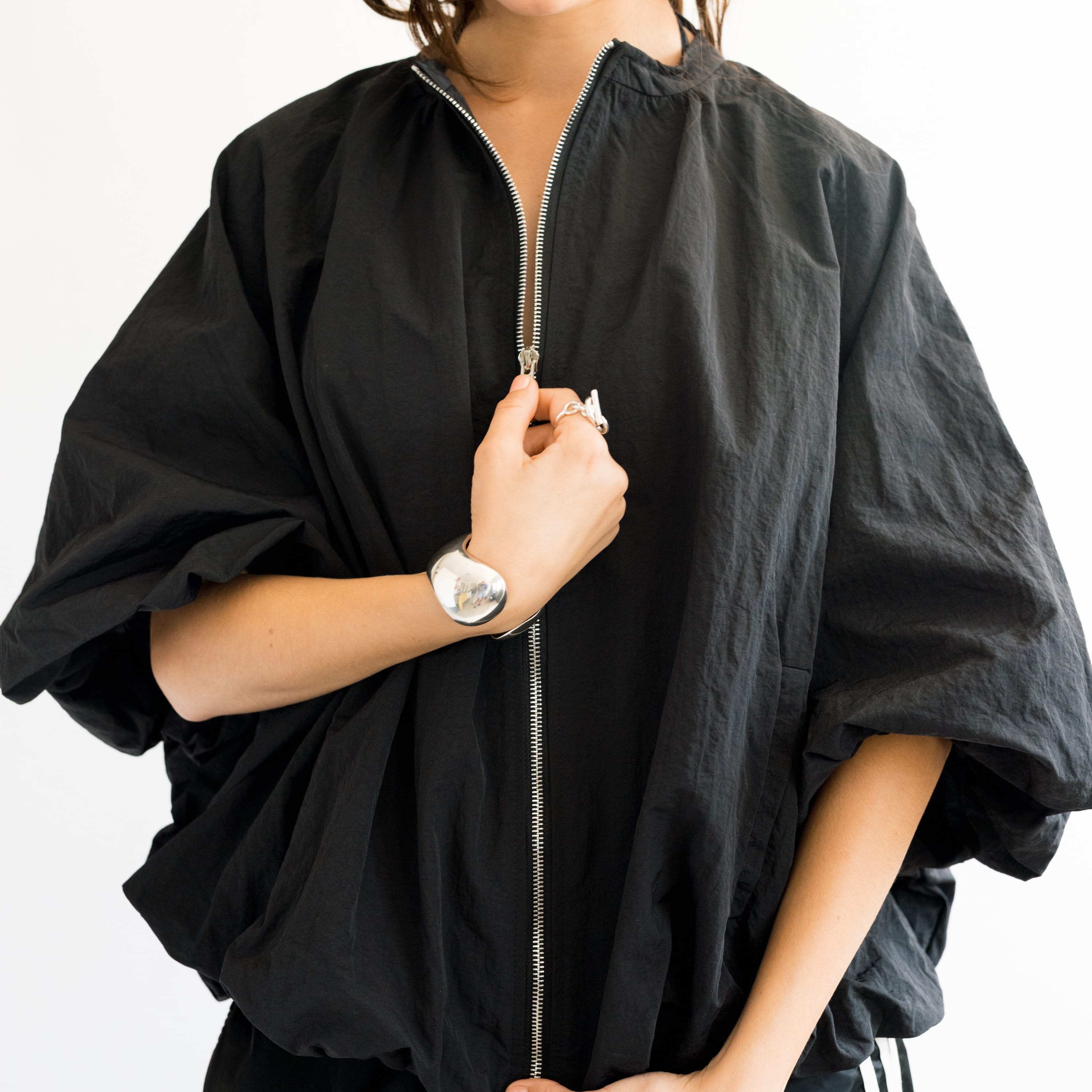 Heyja Do Outerwear Black Bubble Bomber Jacket in Nylon by Heyja Do