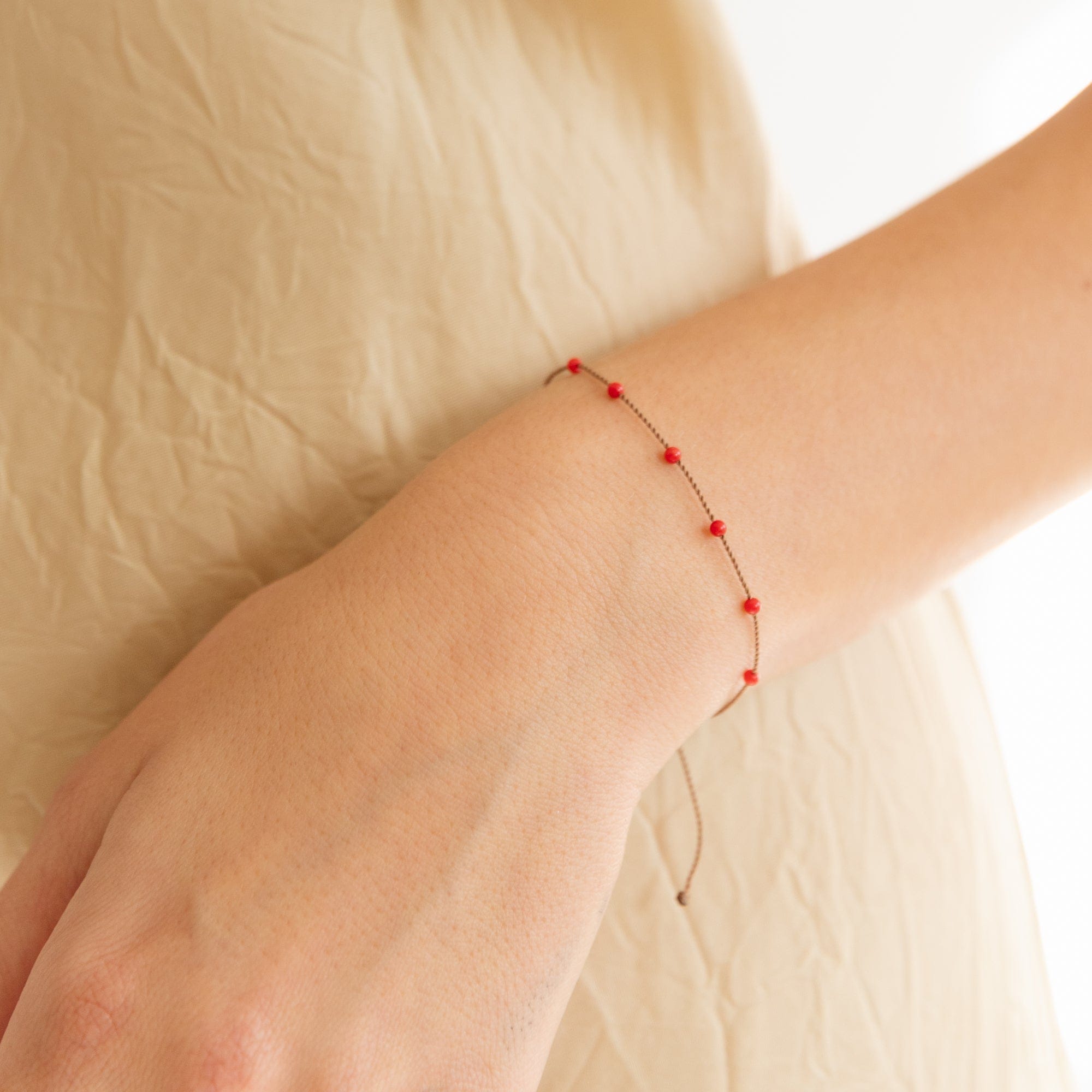 Hortense Jewelry Bracelets Brown with Coral Wish Me Love Cord Bracelet