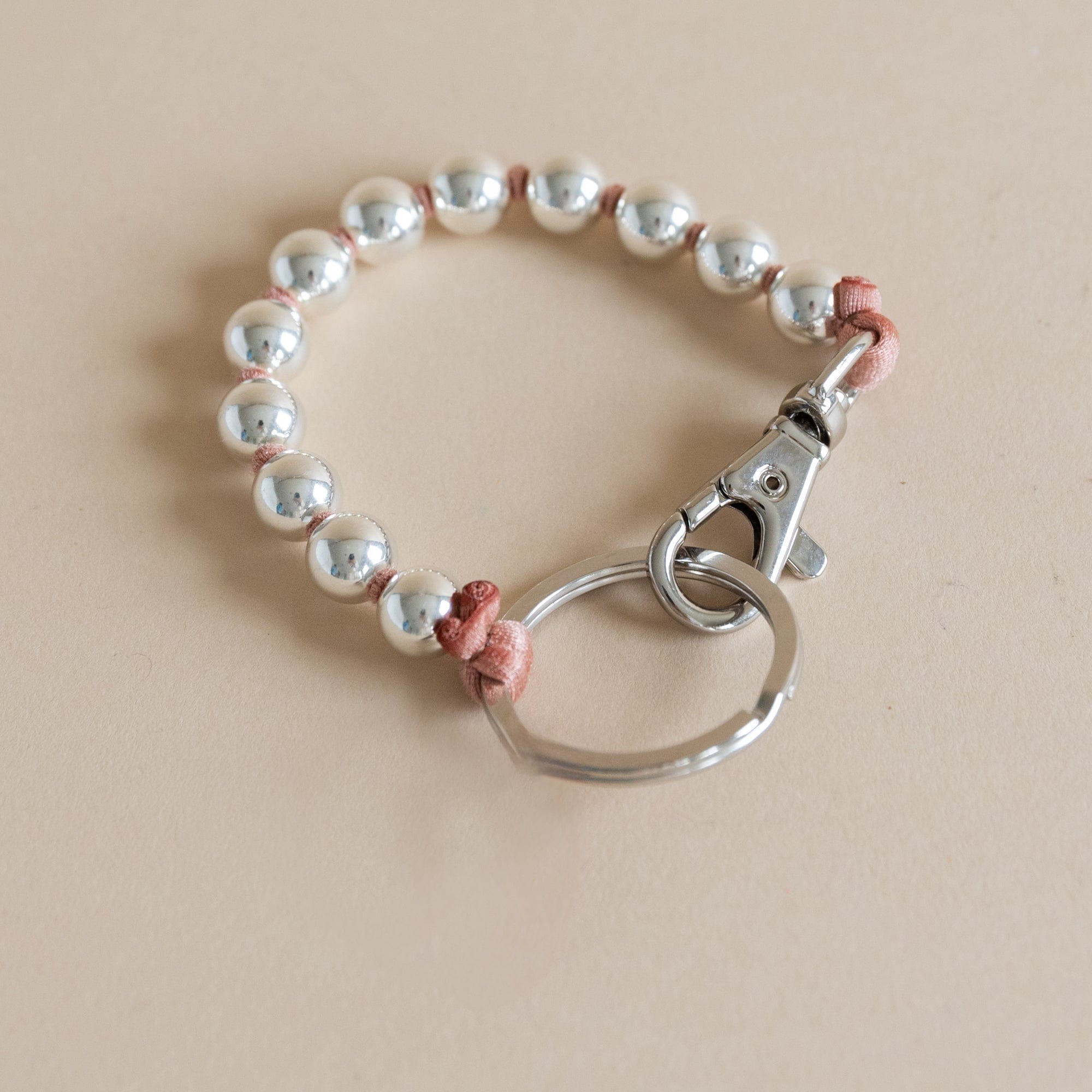 Ina Seifart Keychains Silver/Rose Short Beaded Keyholder in Silver