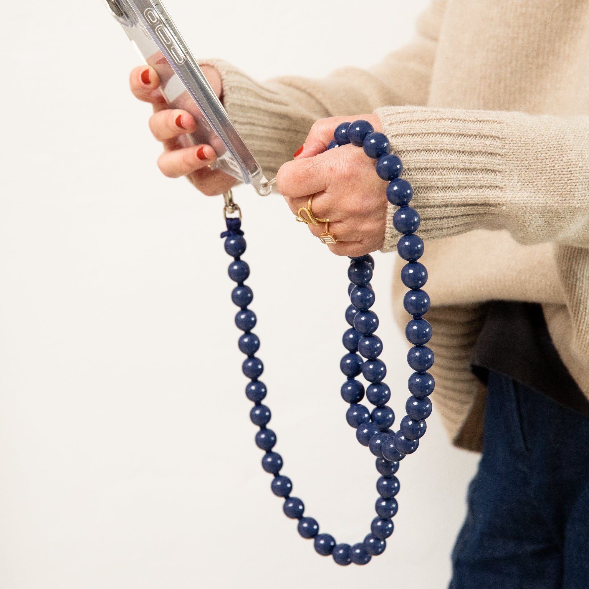 Ina Seifart Tech Accessories Blueberry Cross Body iPhone with Big Wooden Beads