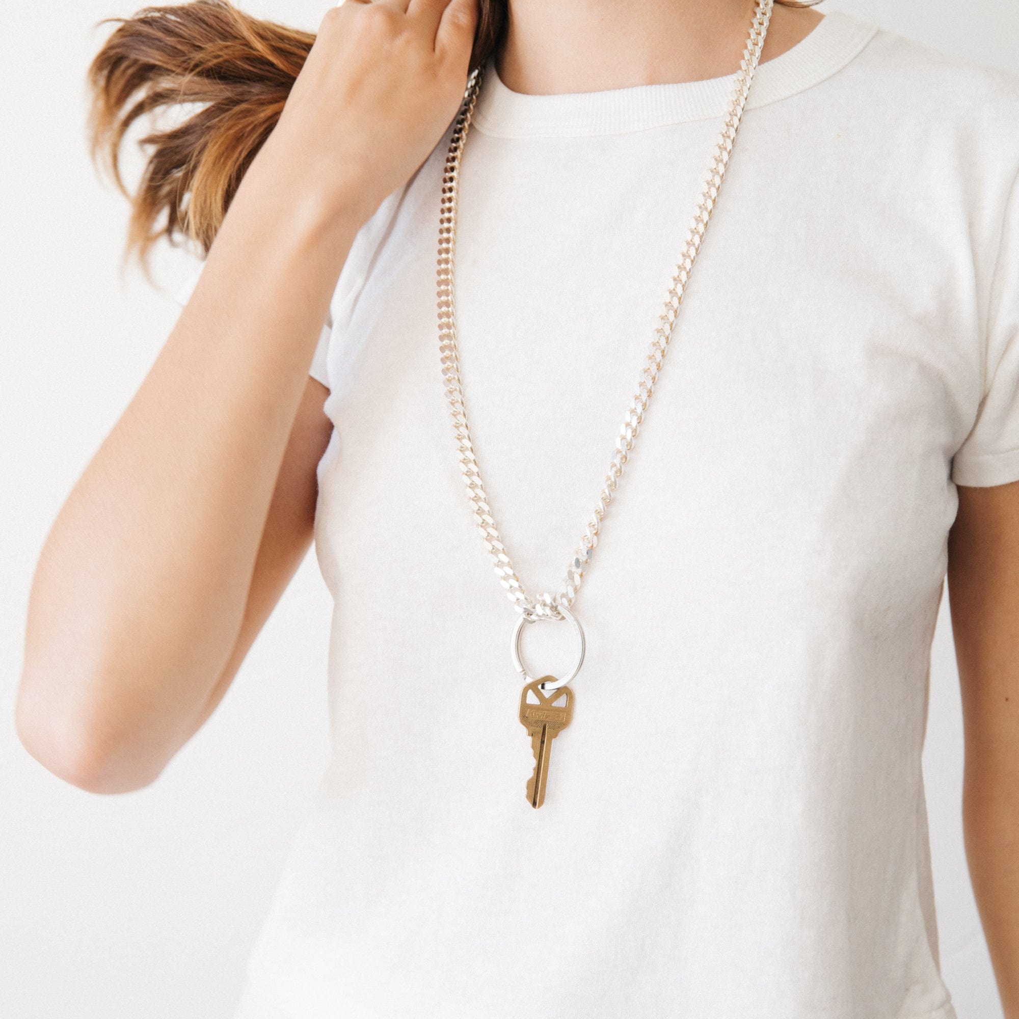 Ina Seifart Tech Accessories Silver Chunky Chain Keyring Necklace