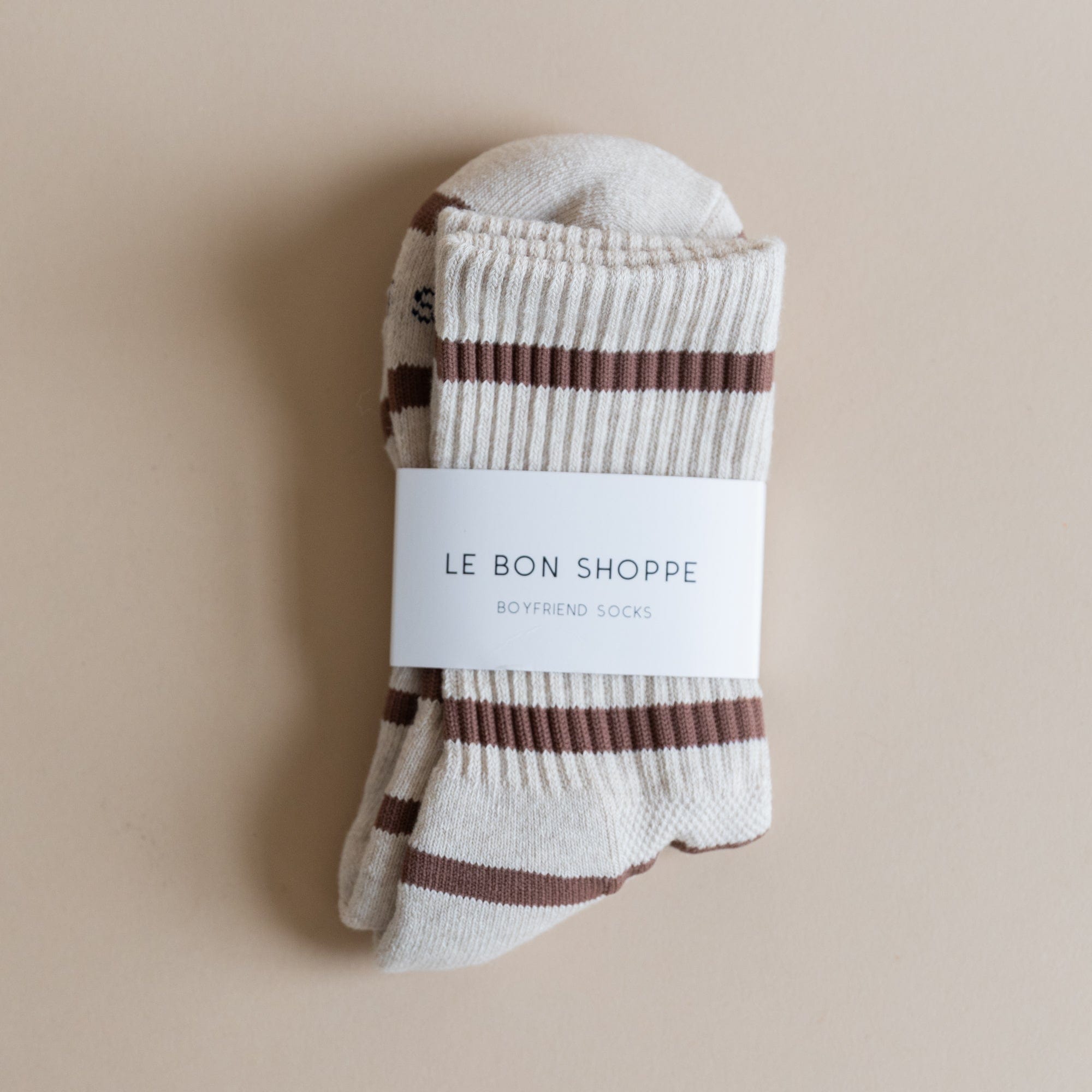 Le Bon Shoppe Socks Flax Stripe Le Bon Striped Boyfriend Socks