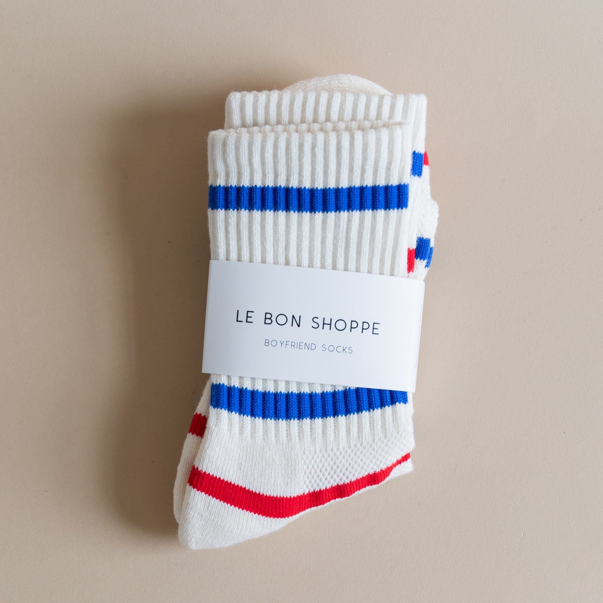 Le Bon Shoppe Socks Red Blue Stripe Le Bon Striped Boyfriend Socks