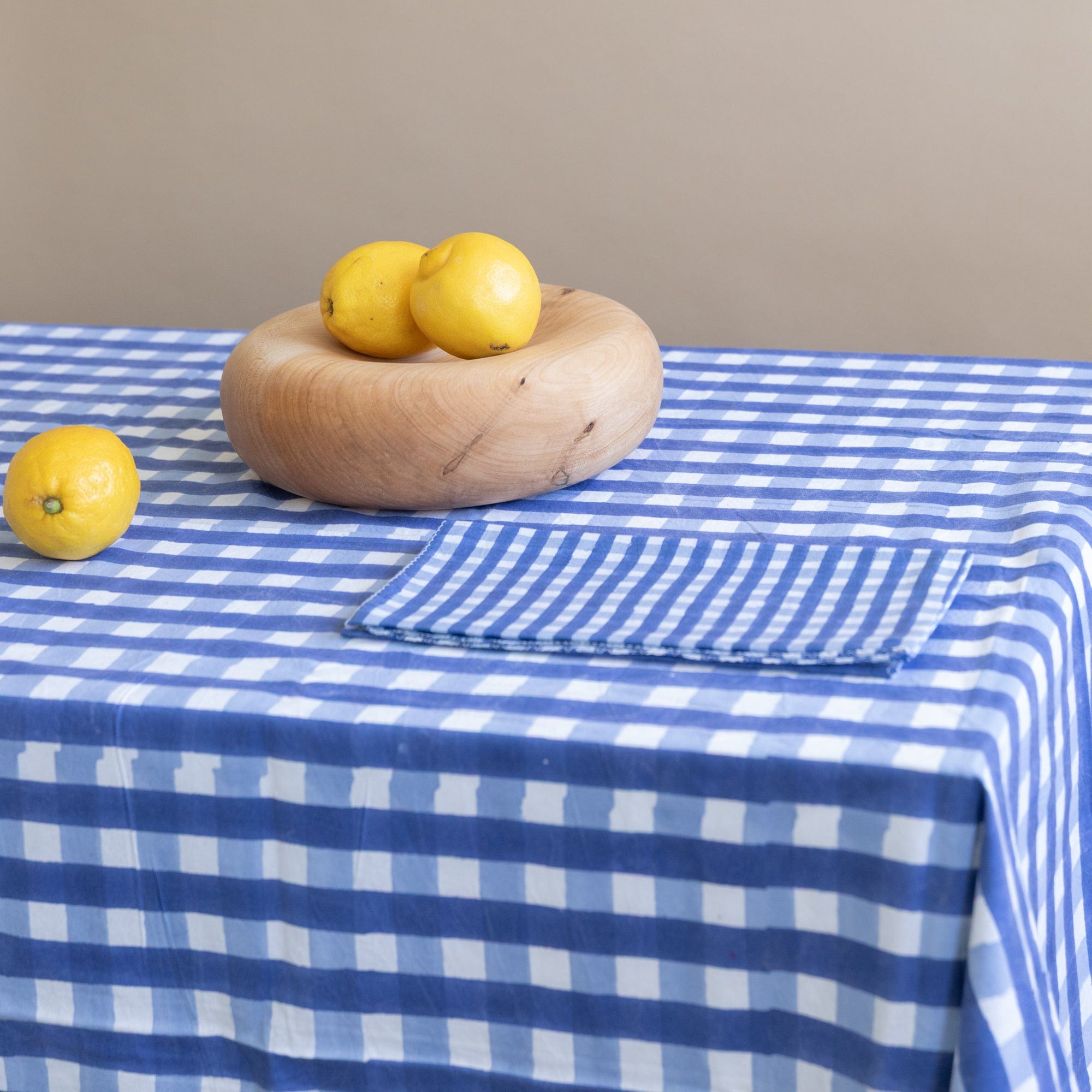 Lekha Tablecloths Block Printed Cotton Tablecloth in Gingham