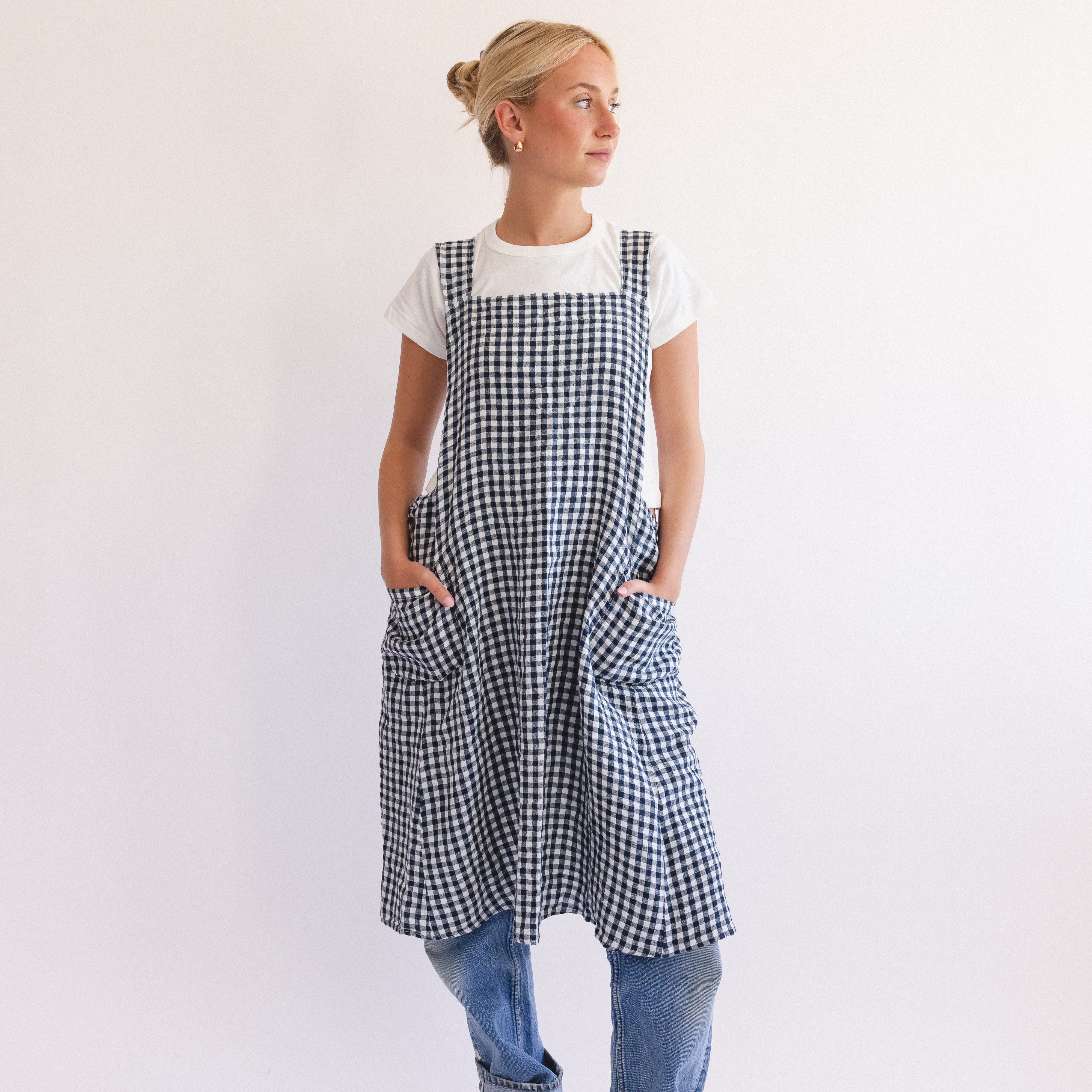 Linge Particulier Kitchen Linens Anthracite Gingham French Linen Apron