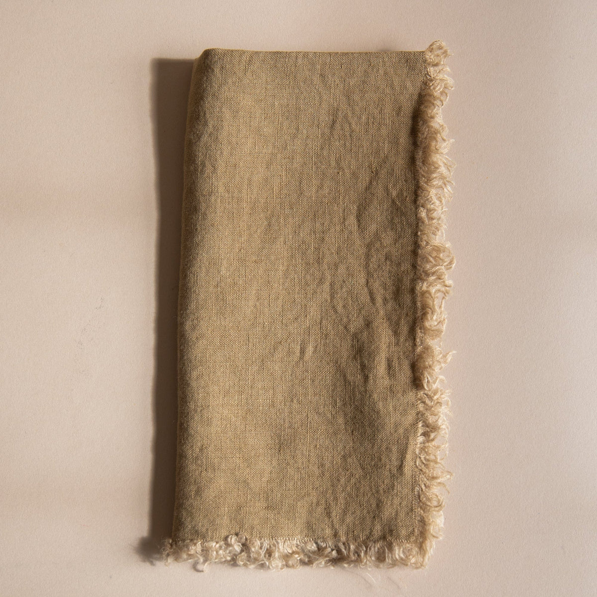 Linge Particulier Napkins Mustard Linen Fringed Napkins