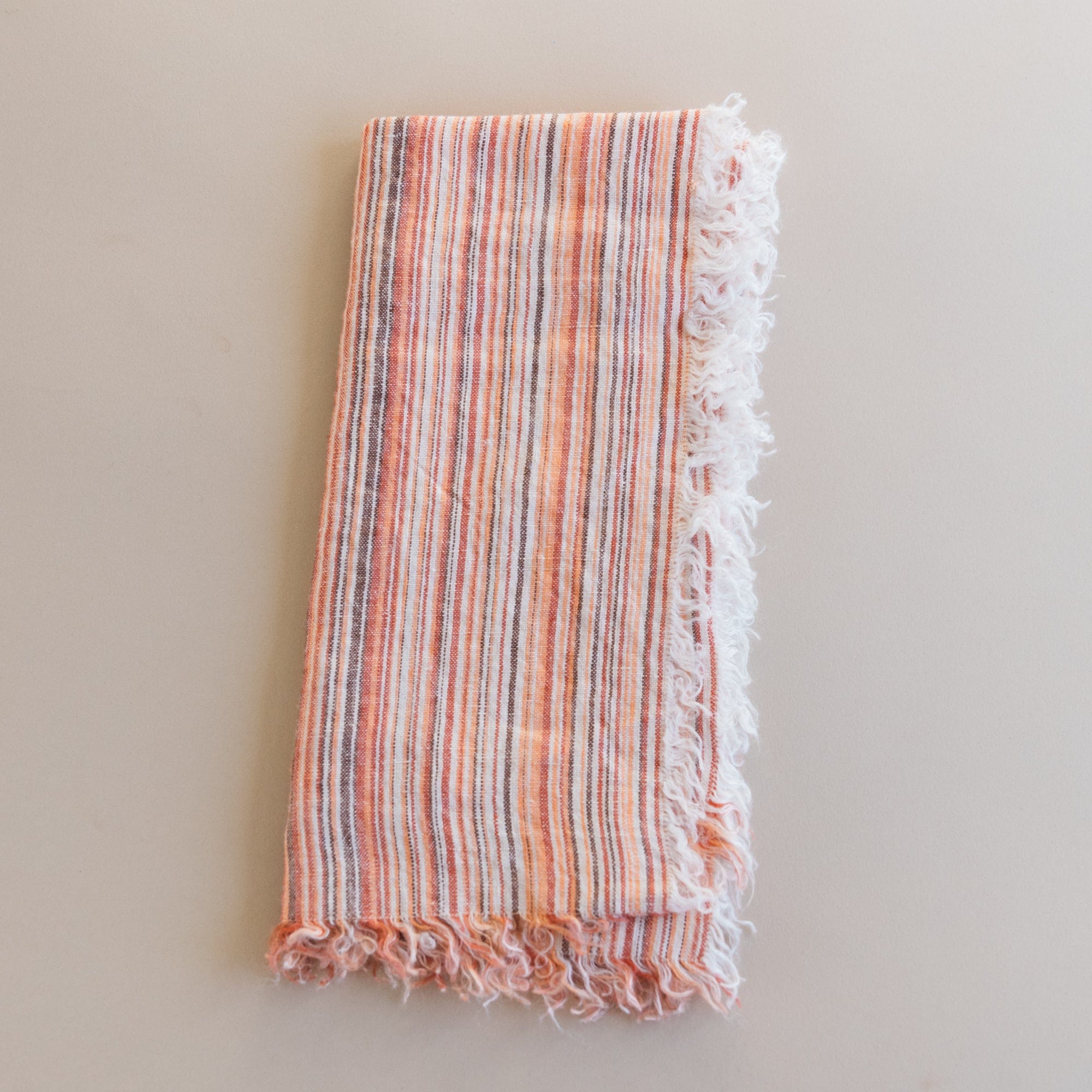 Linge Particulier Napkins Sienna Multicolored French Linen Fringed Napkins