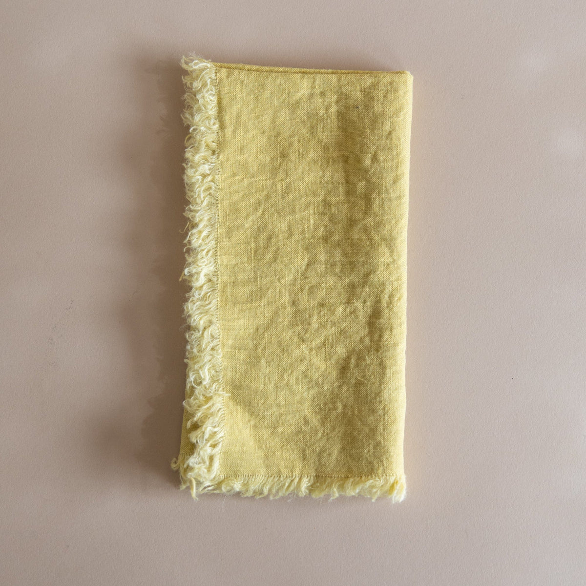 Linge Particulier Napkins Turmeric French Linen Fringed Napkins