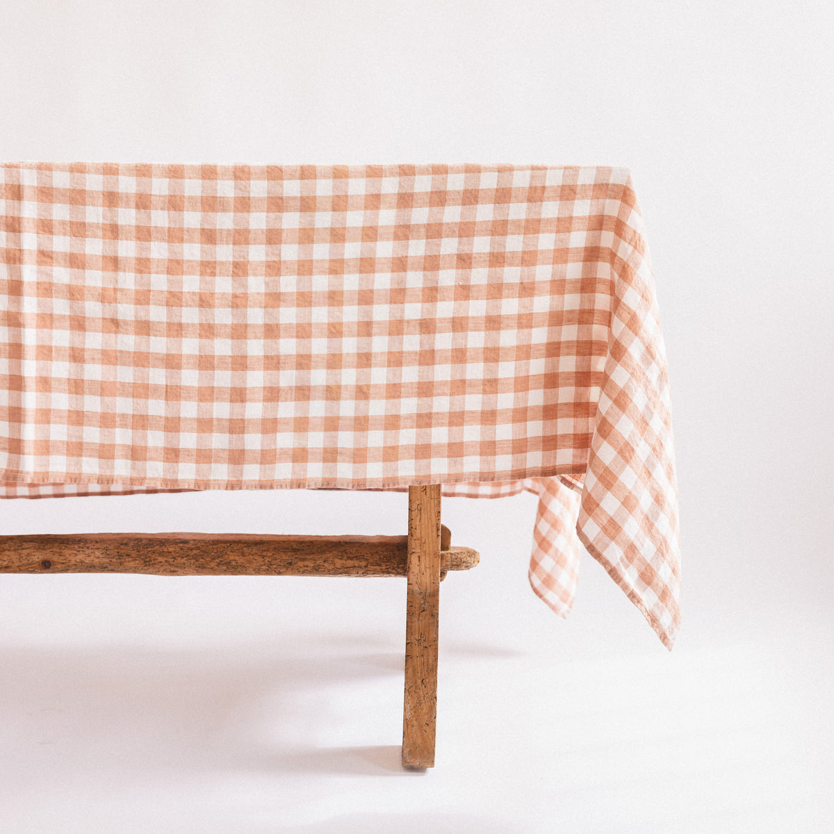 Linge Particulier Tablecloths Large - 63" x 118" / Blush Gingham French Linen Tablecloth