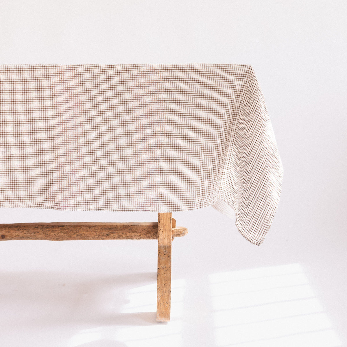 Linge Particulier Tablecloths Large - 63" x 118" / Brown Checks French Linen Tablecloth