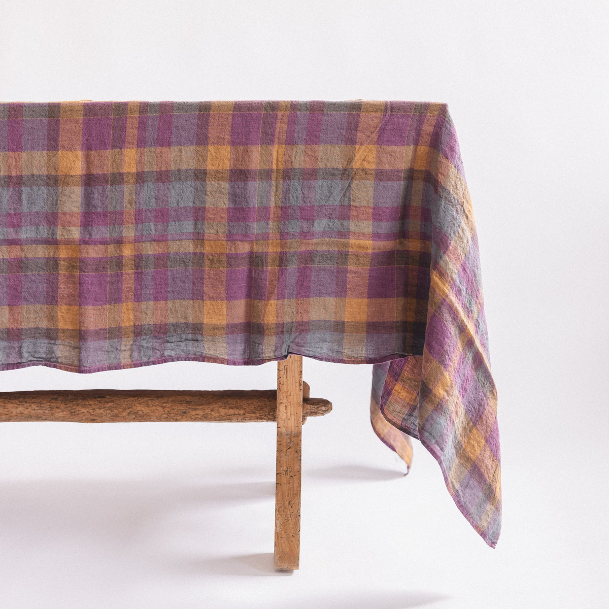 Linge Particulier Tablecloths Large - 63" x 118" / Burgundy Tartan French Linen Tablecloth