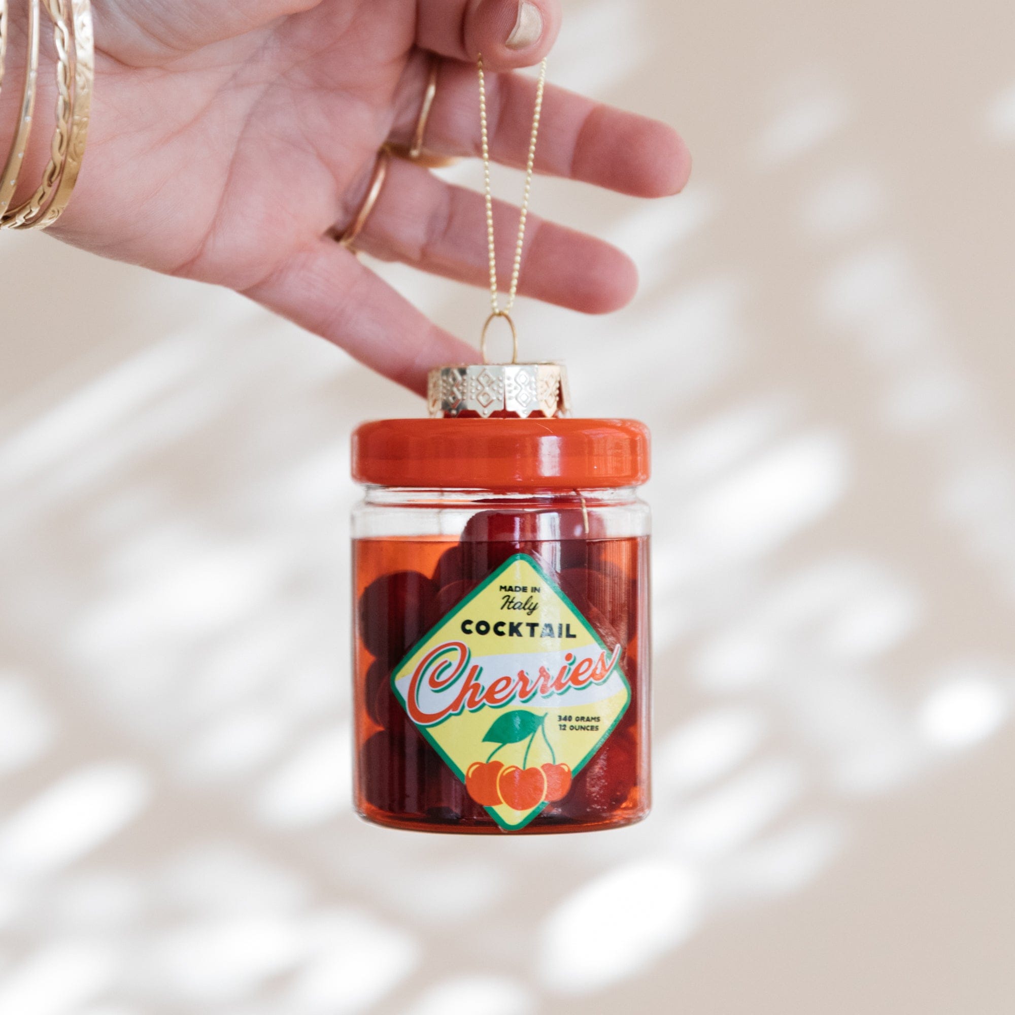 Love and Victory Seasonal Jar of Cherries Ornament