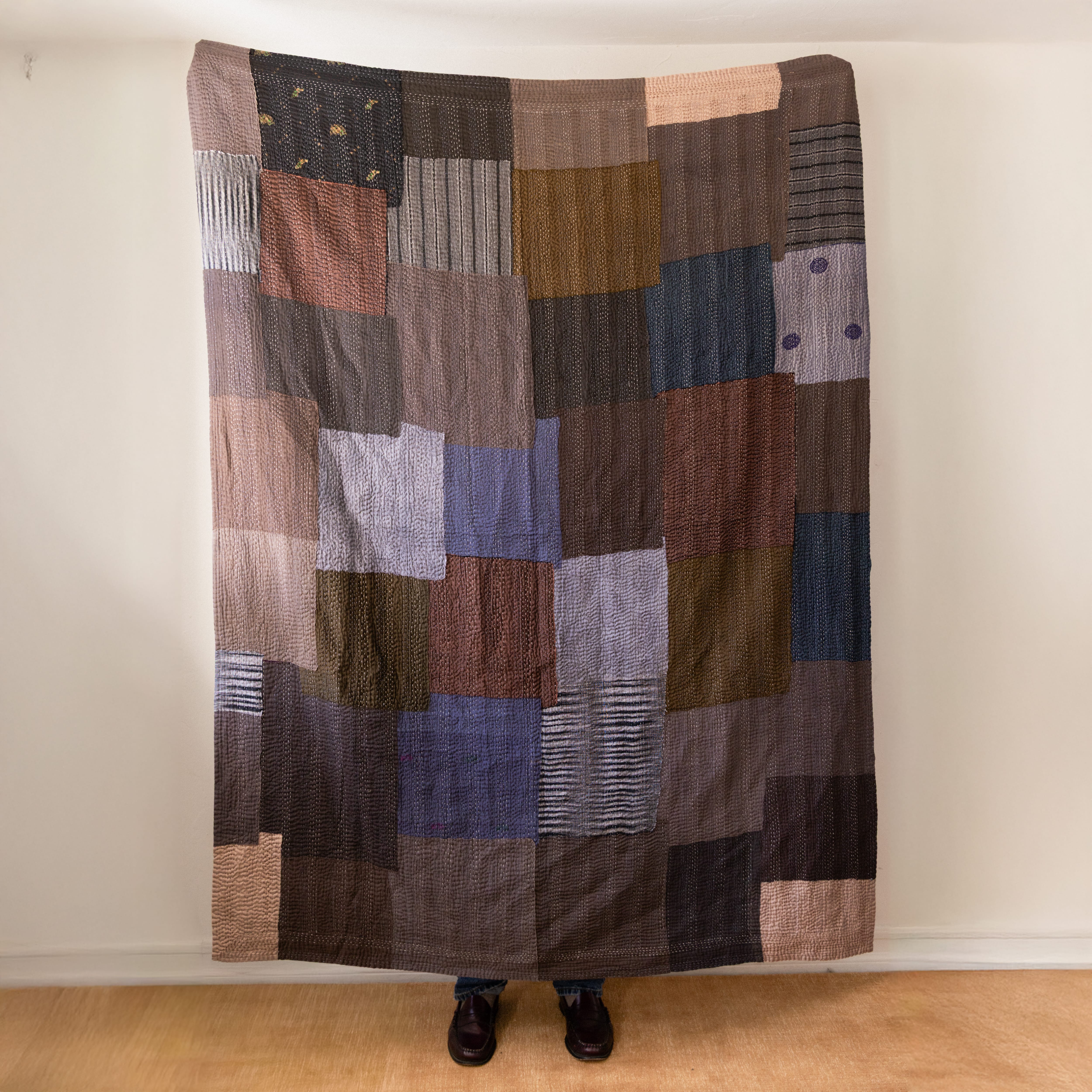 Maison Mieko Blankets + Throws Chocolate Vintage Patch Kantha Throw