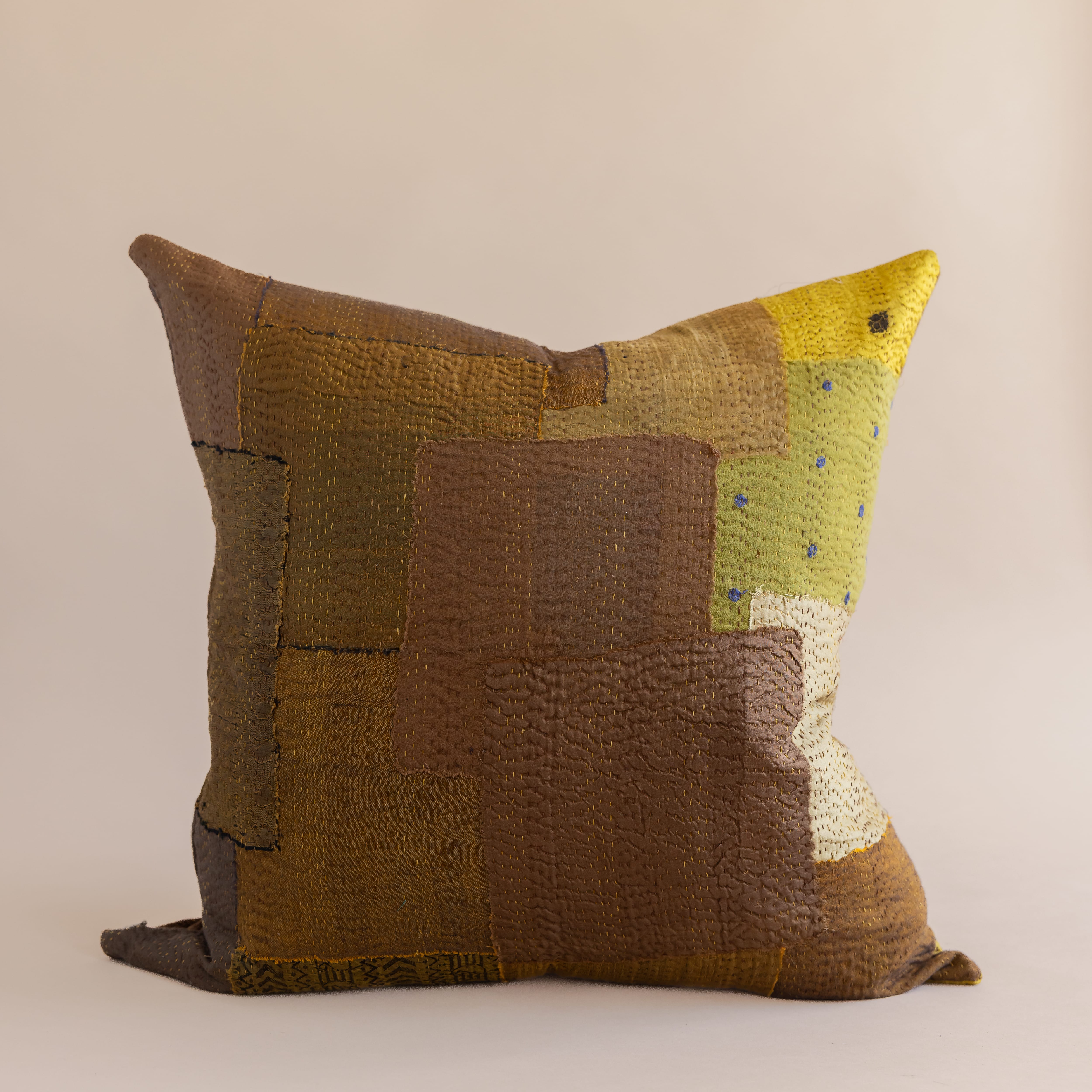 Maison Mieko Pillows Square Vintage Sari Patched Cushion