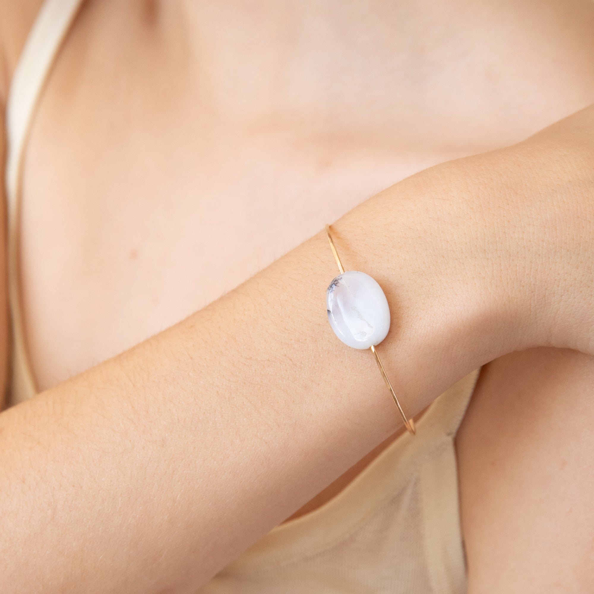 Mary MacGill Bracelets Moonstone Stone Cuff Bracelet by Mary MacGill