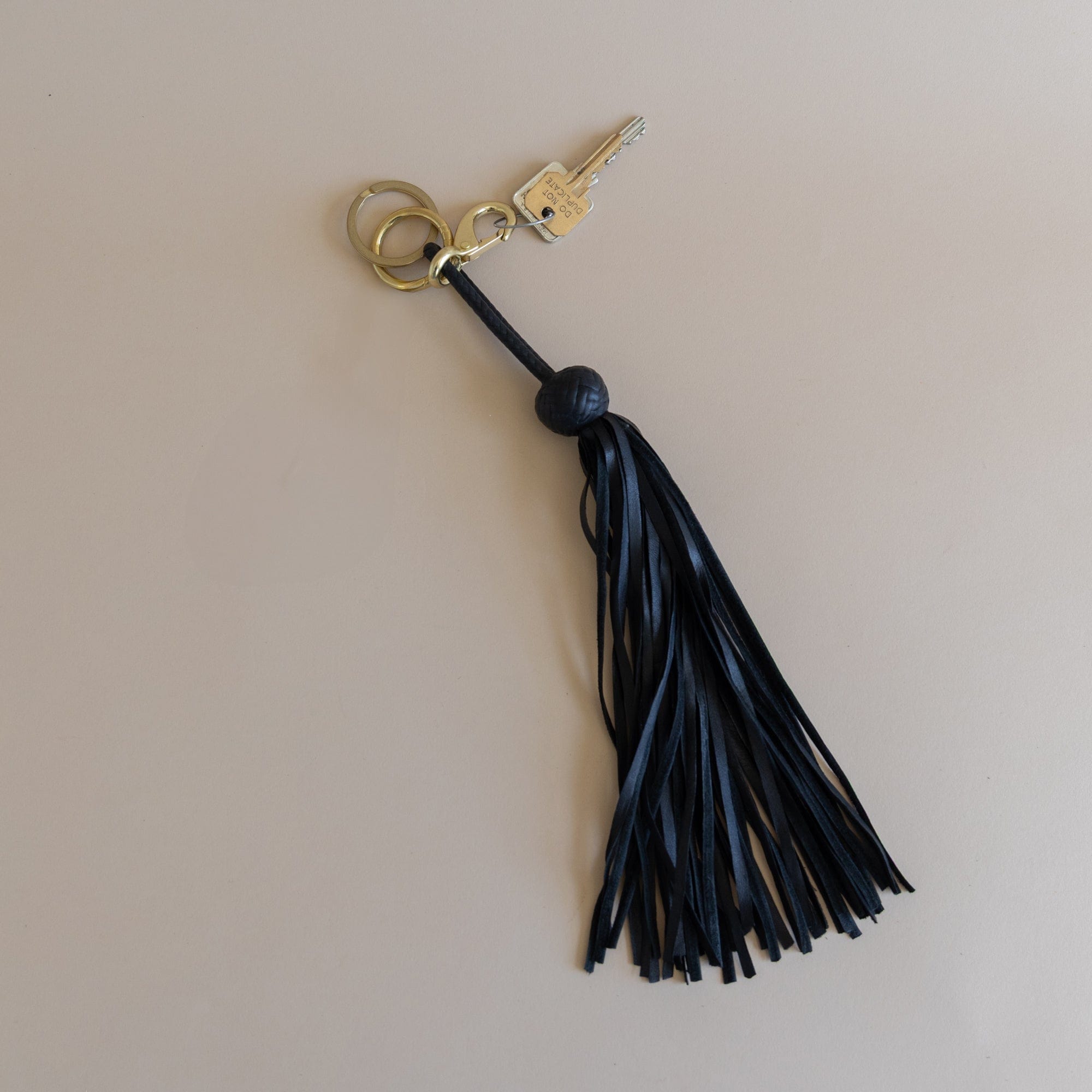 Matthew Ready Keychains Black / 7" Leather & Brass Tassel Keychain