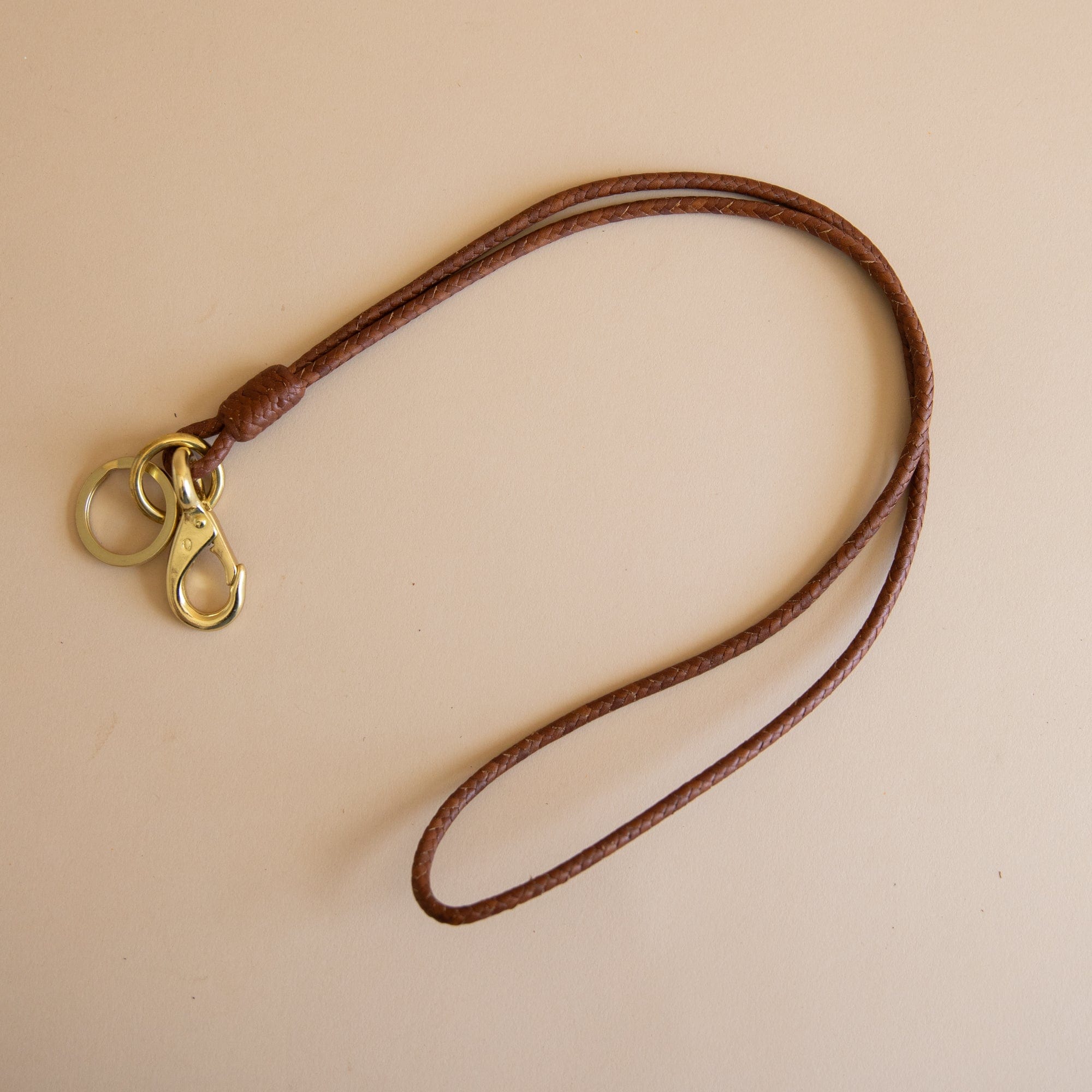Matthew Ready Keychains Brown Leather & Brass Key Lanyard