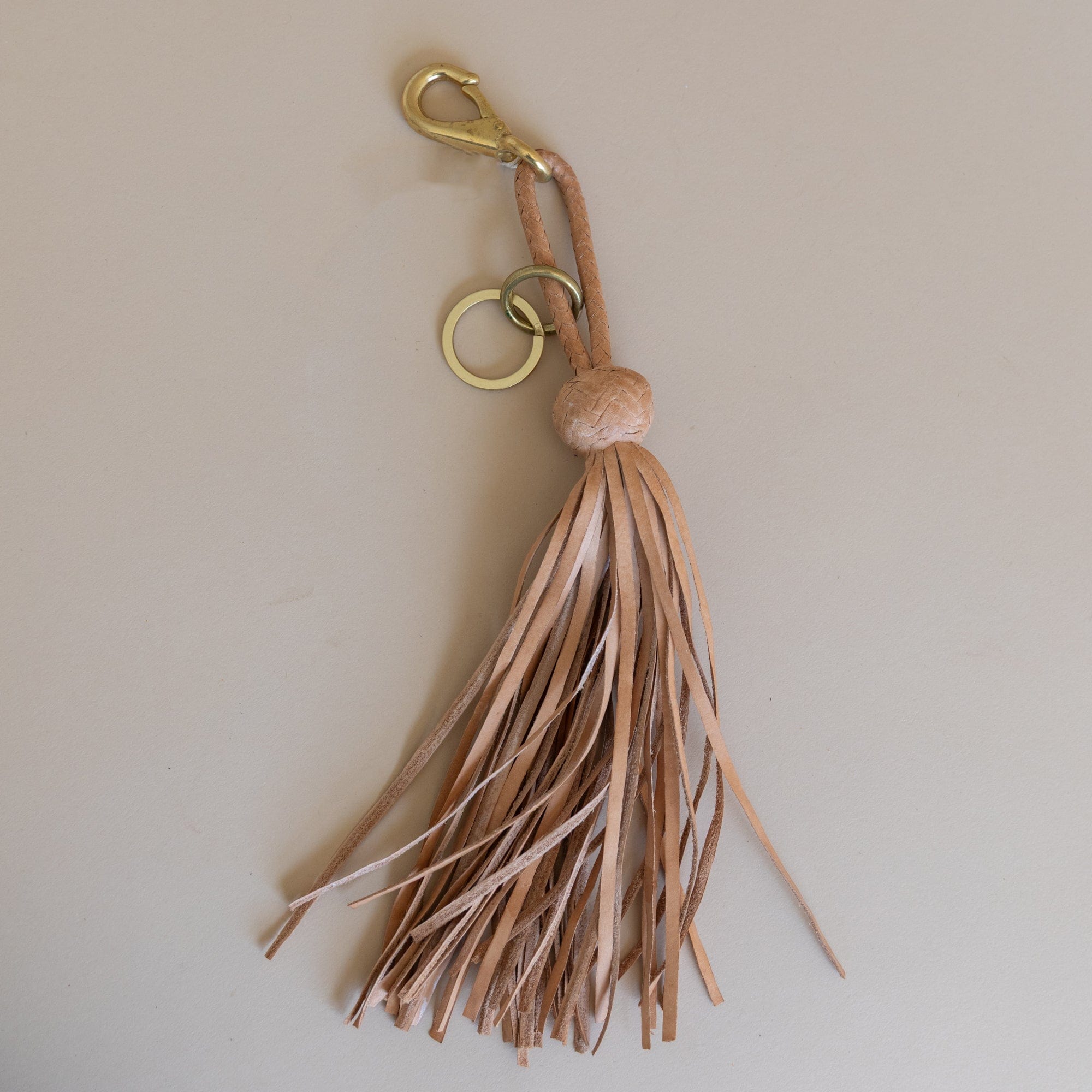 Matthew Ready Keychains Natural / 9" Leather & Brass Tassel Keychain