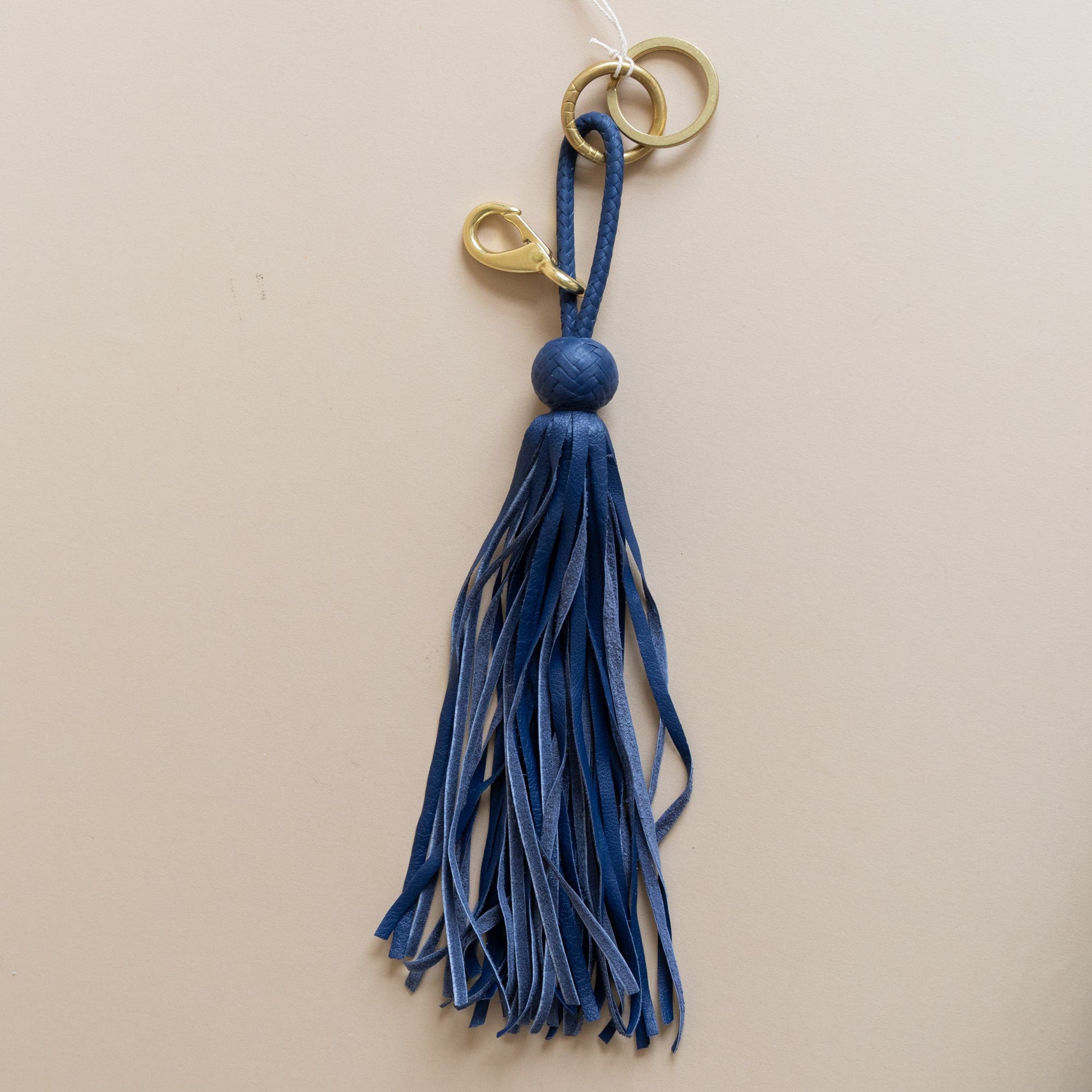 Matthew Ready Keychains Navy / 9" Leather & Brass Tassel Keychain