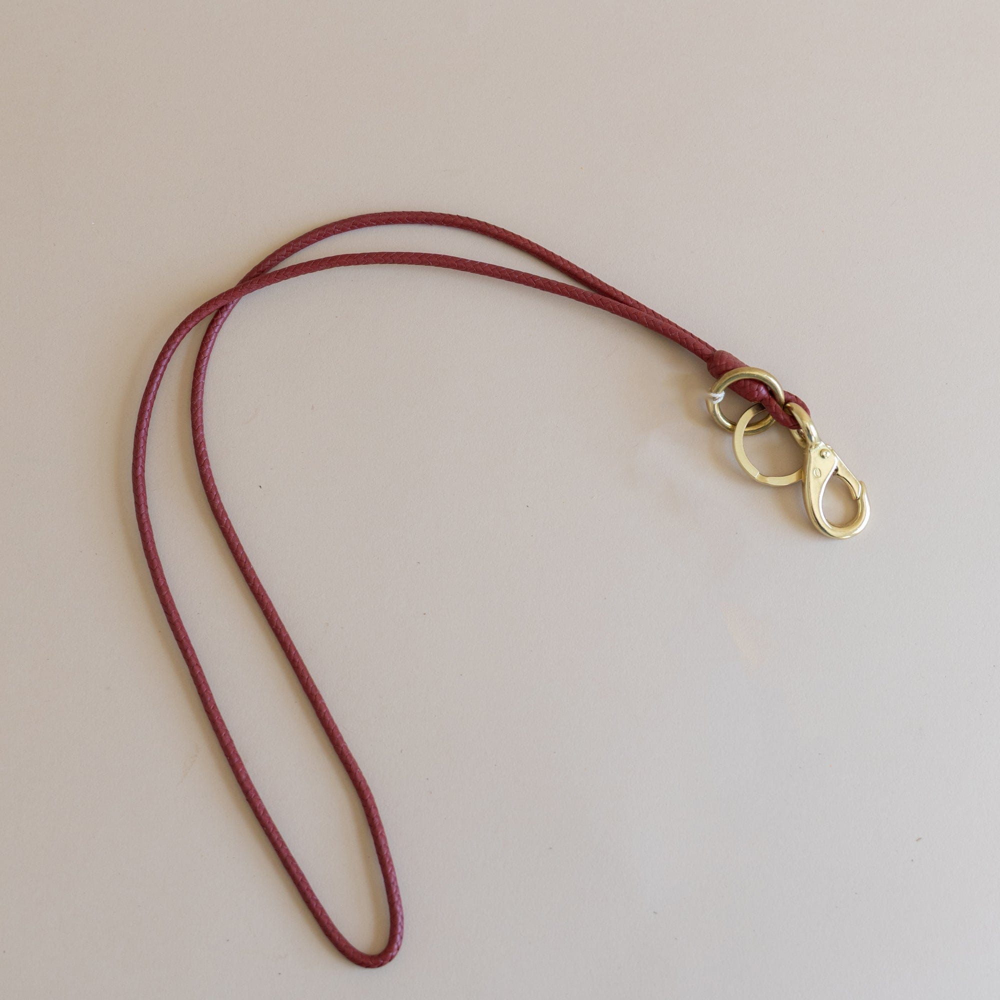 Matthew Ready Keychains Wine Leather & Brass Key Lanyard