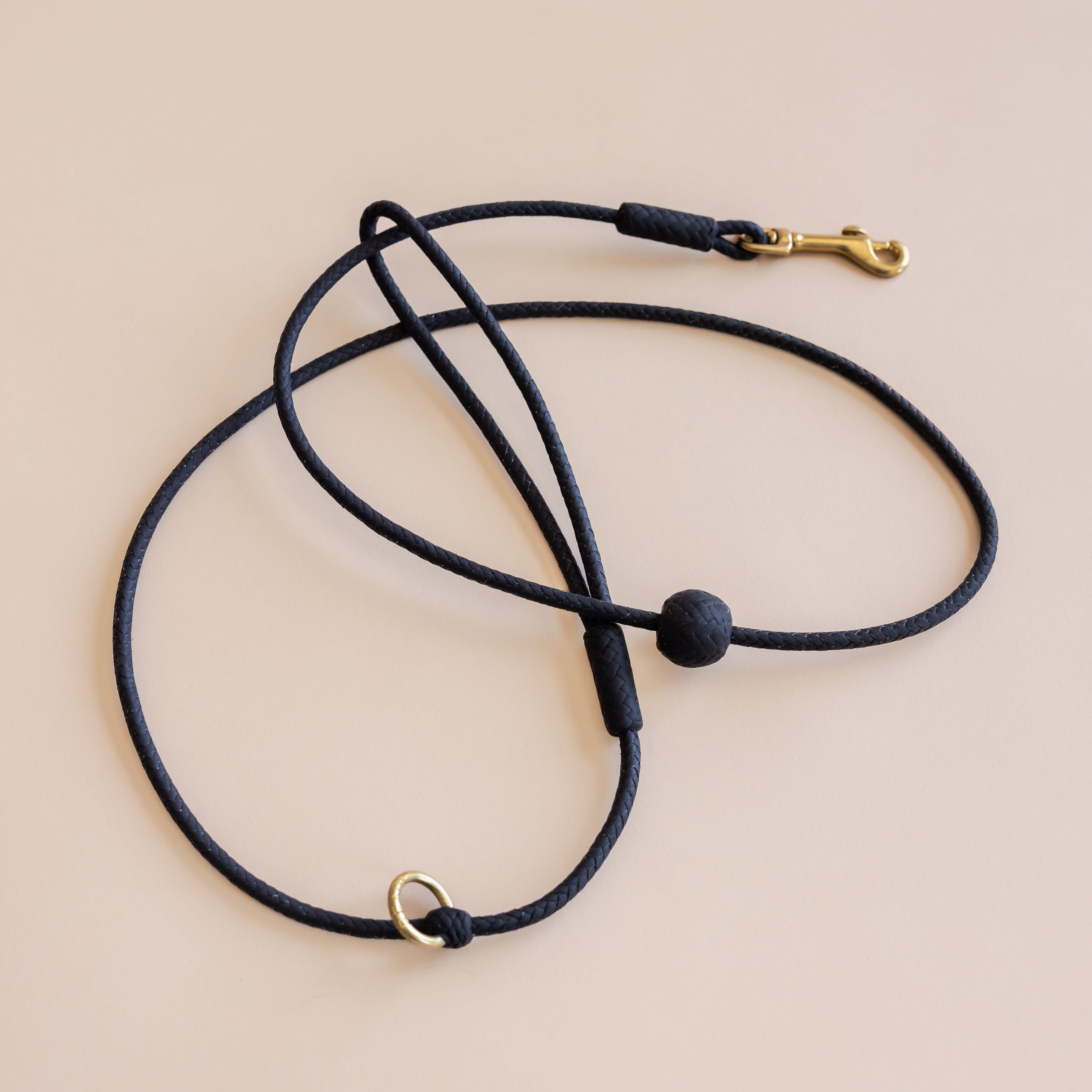 Matthew Ready pet accessories Small Dog / Black Leather & Brass Dog Leash