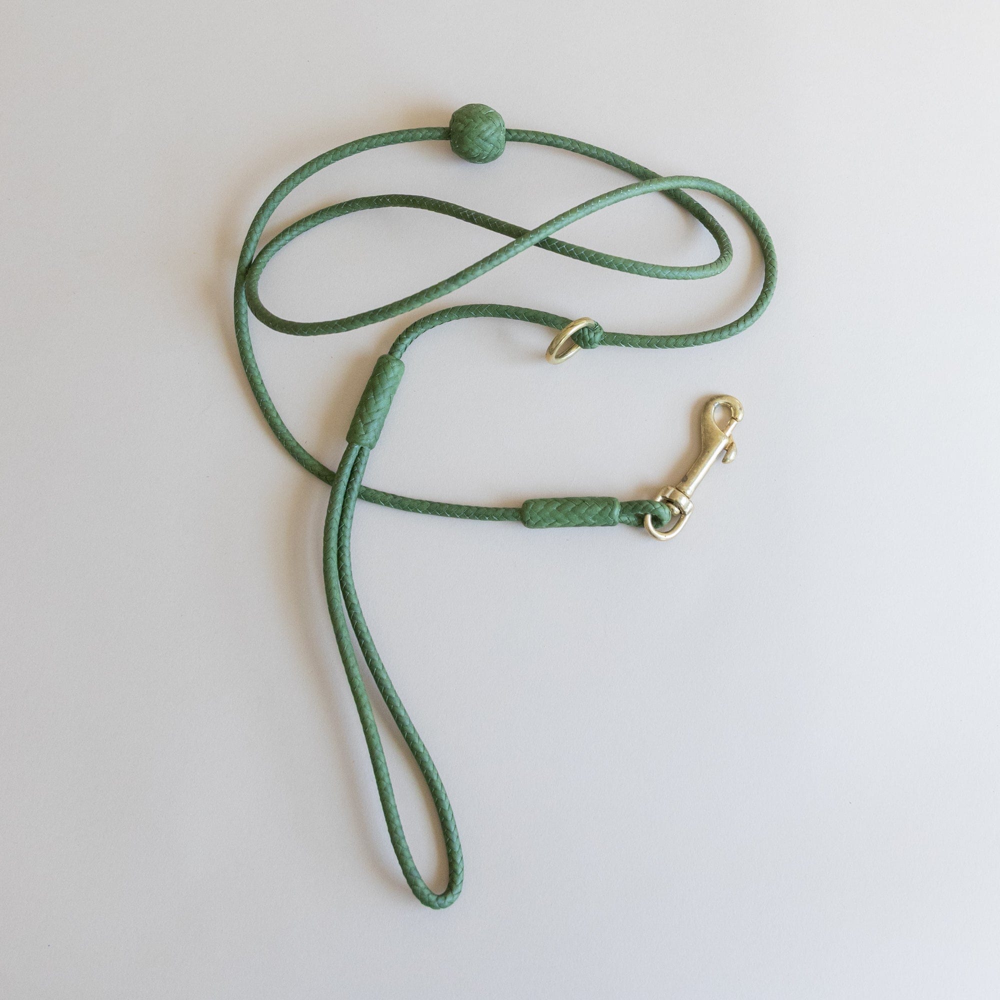 Matthew Ready pet accessories Small Dog / Olive Green Leather & Brass Dog Leash