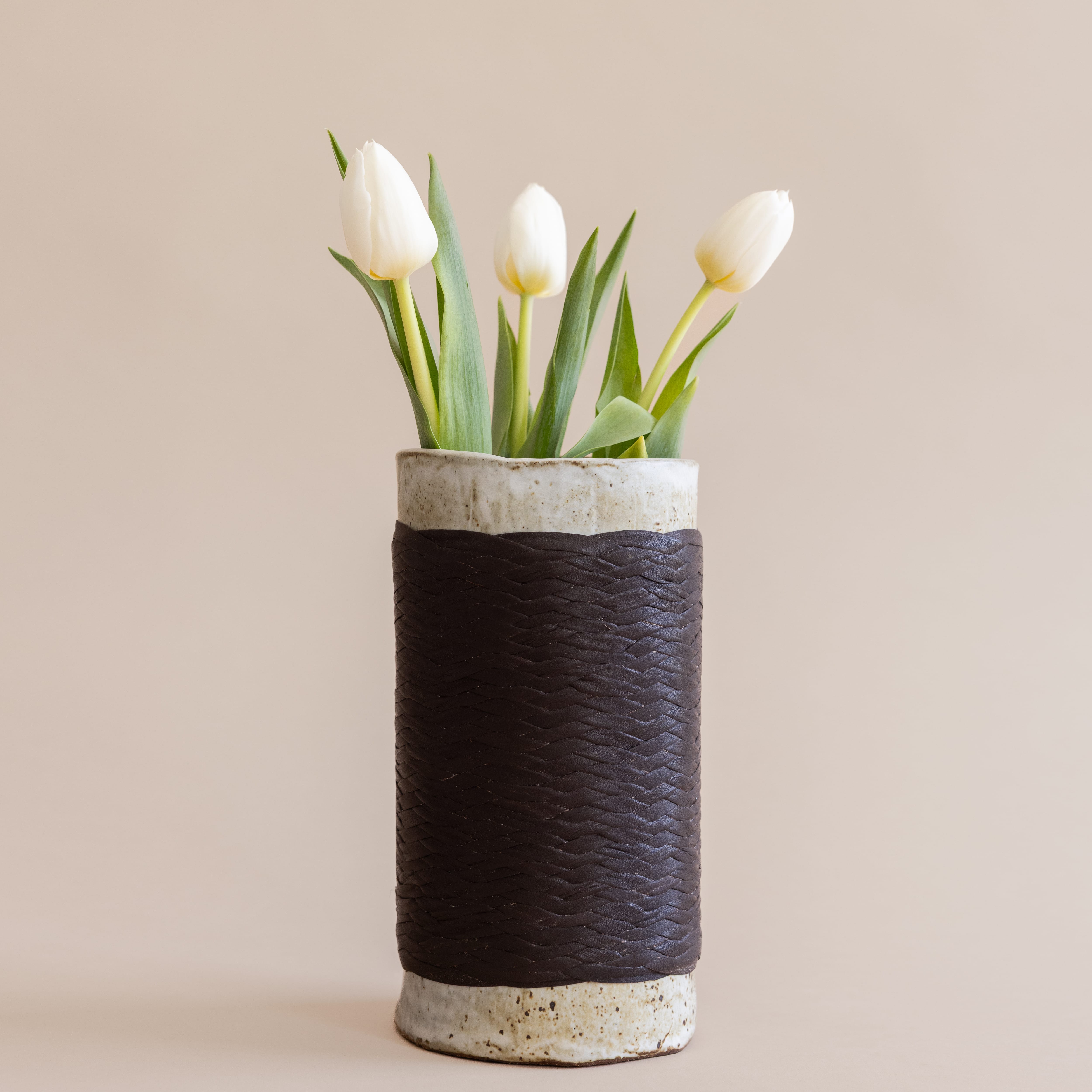 Matthew Ready Statement Piece Braided Leather Vase