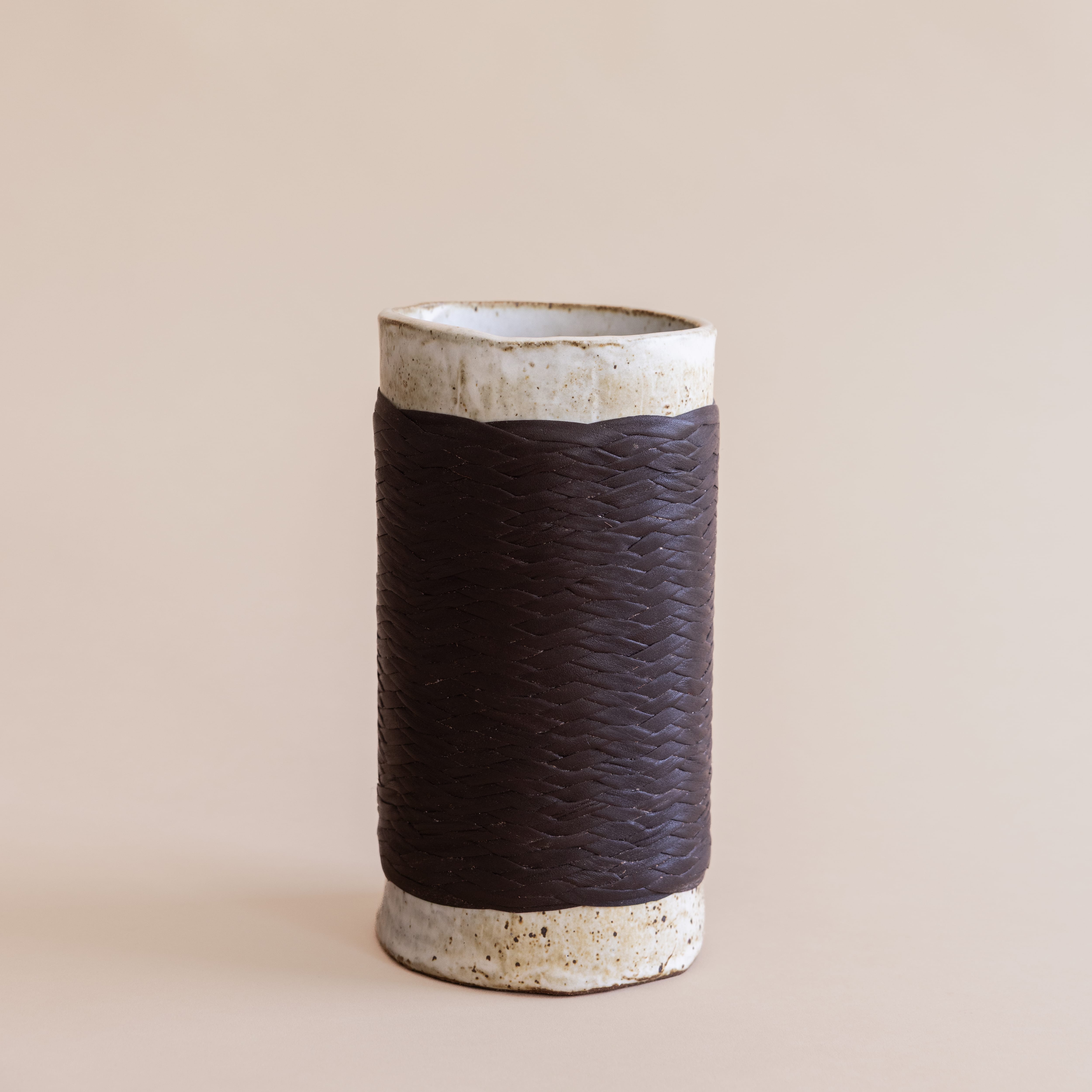 Matthew Ready Statement Piece Braided Leather Vase