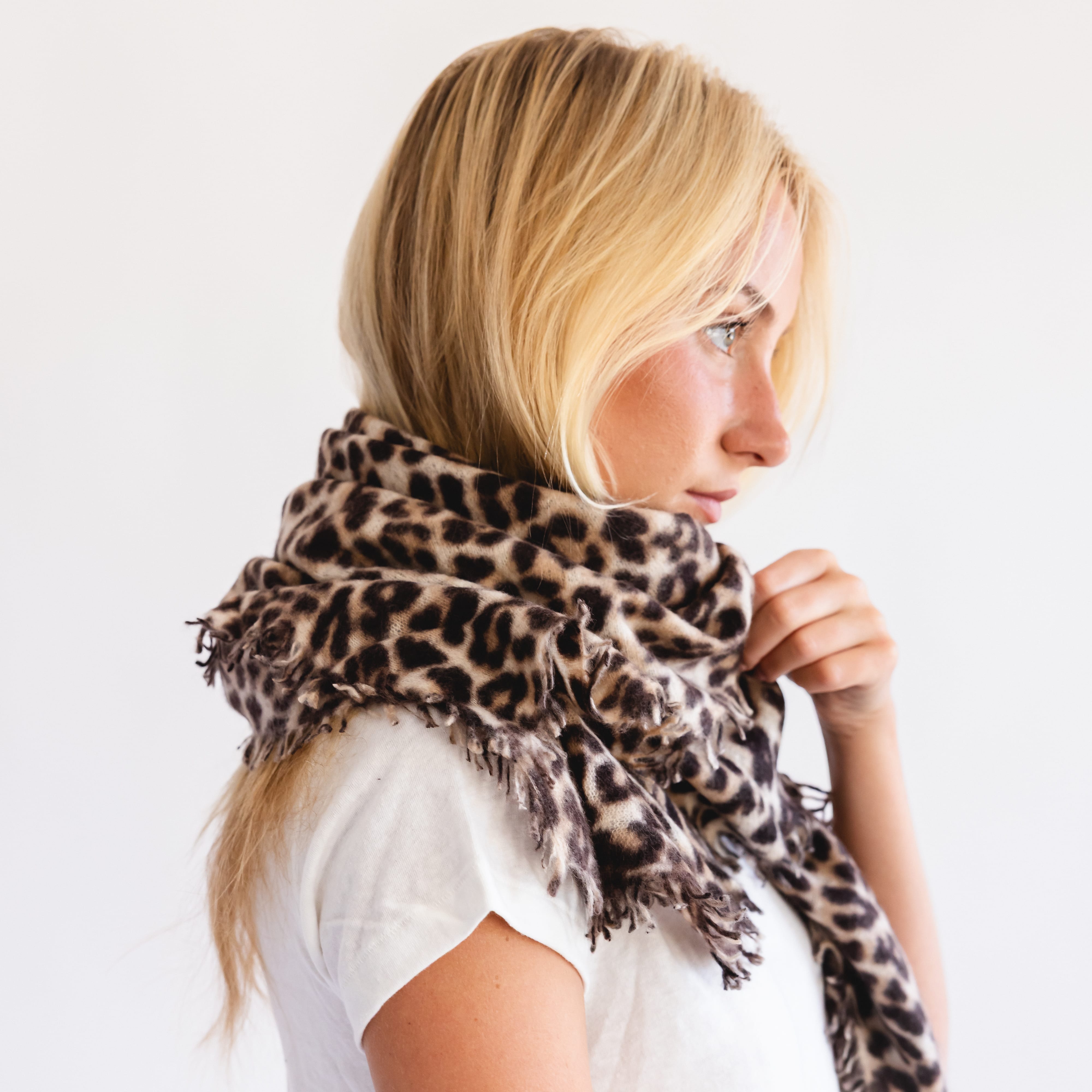 Organic John Patrick Scarves Leopard Cashmere Felted Triangle Scarf by Organic John Patrick