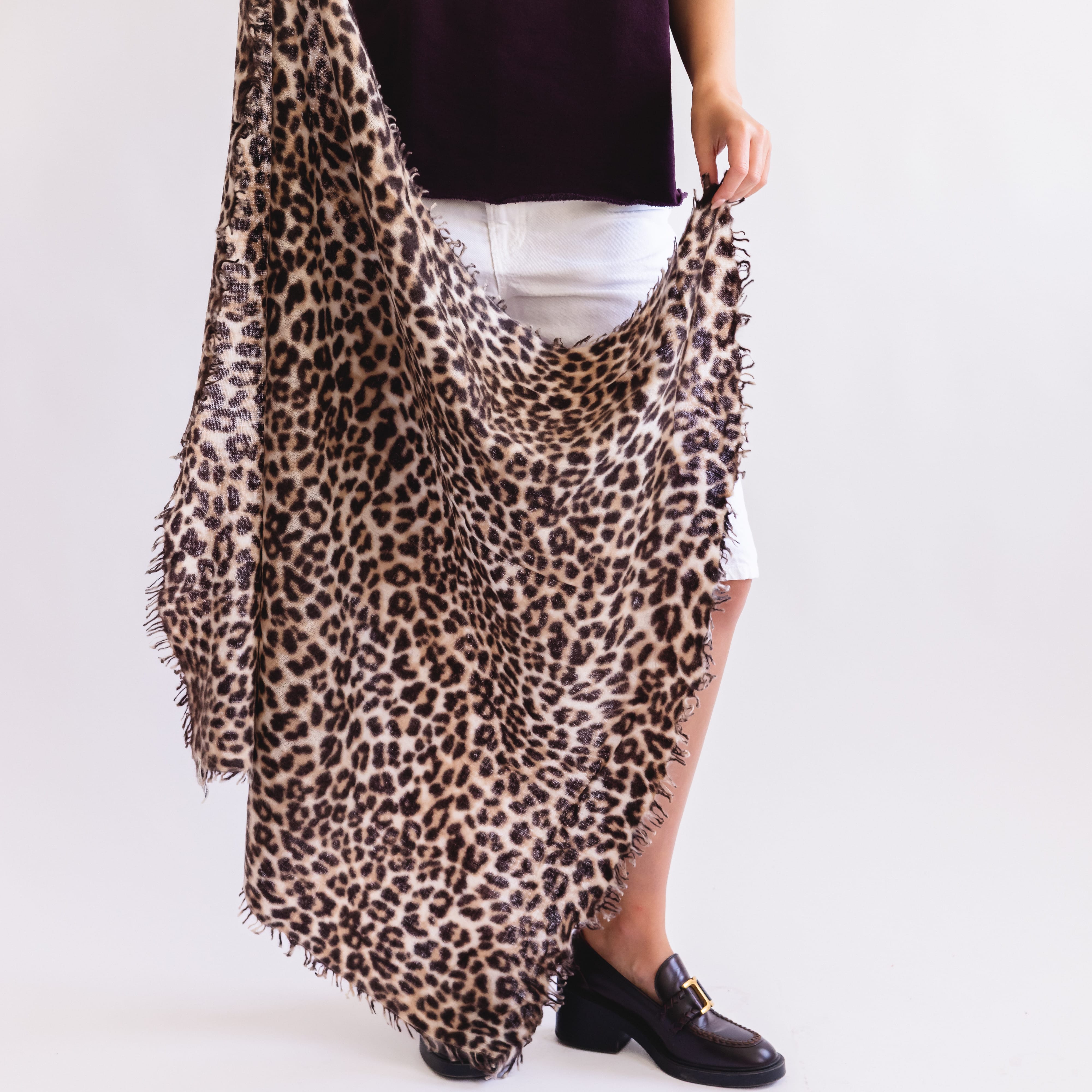 Organic John Patrick Scarves Leopard Cashmere Felted Triangle Scarf by Organic John Patrick