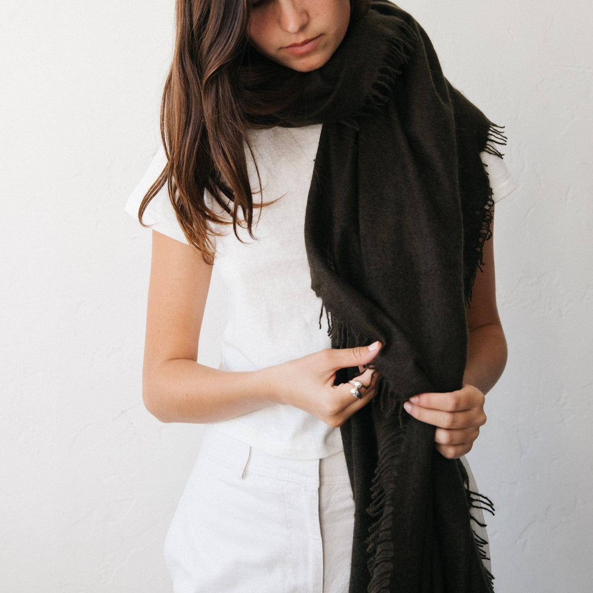 Organic John Patrick Scarves Slate Black Cashmere Felted Scarf by Organic by John Patrick