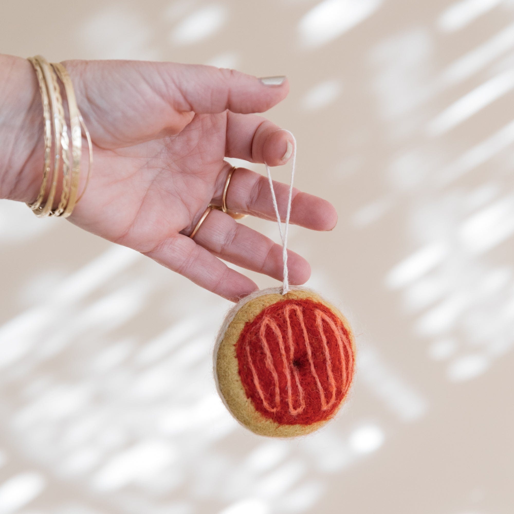 PetitFelts Seasonal Berry Glaze Donut Ornament