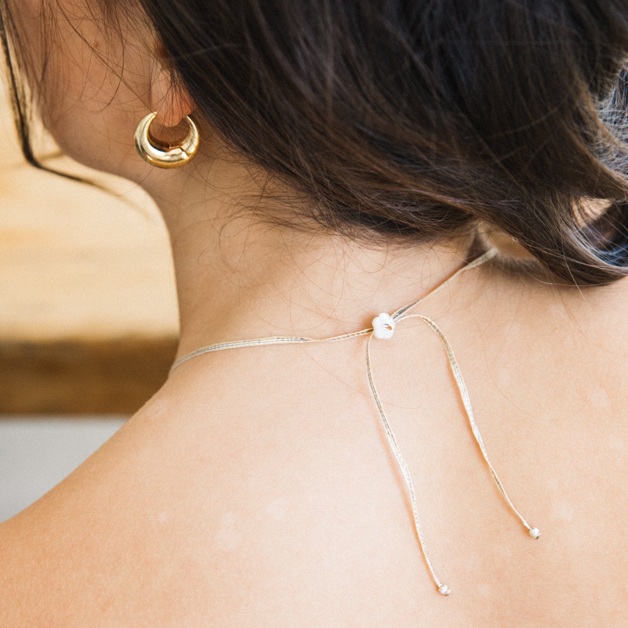 River Song Necklaces Baroque Pearl on Ribbon Necklace