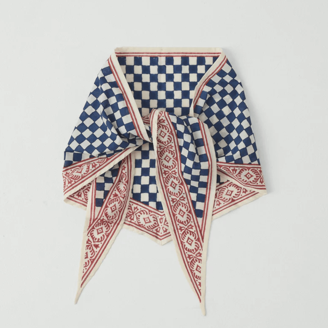 TOAST Scarves Block Print Cook Check Bandana