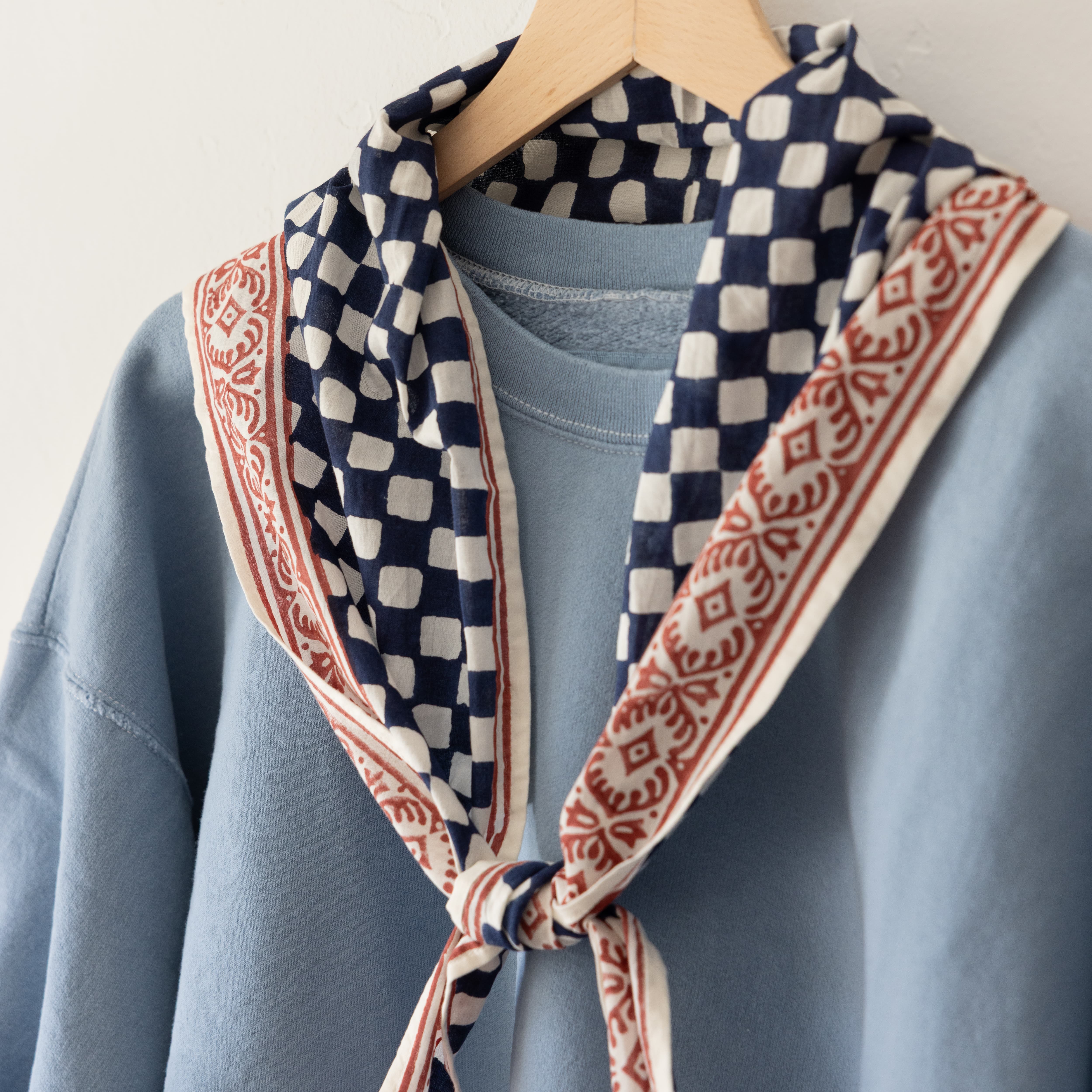 TOAST Scarves Block Print Cook Check Bandana
