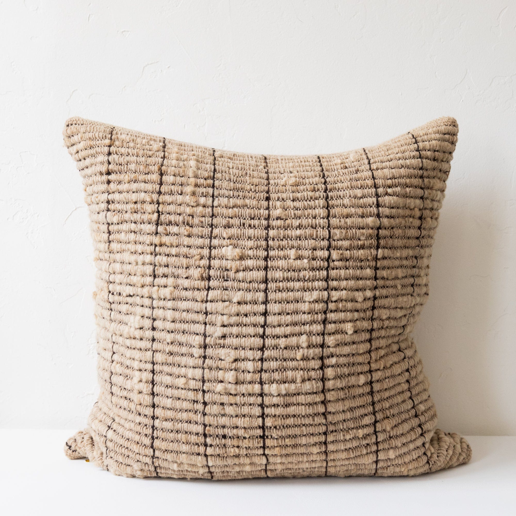 Treko Pillows Square / Oatmeal / Brown Texturized Pillow with Contrast Stripes by Treko