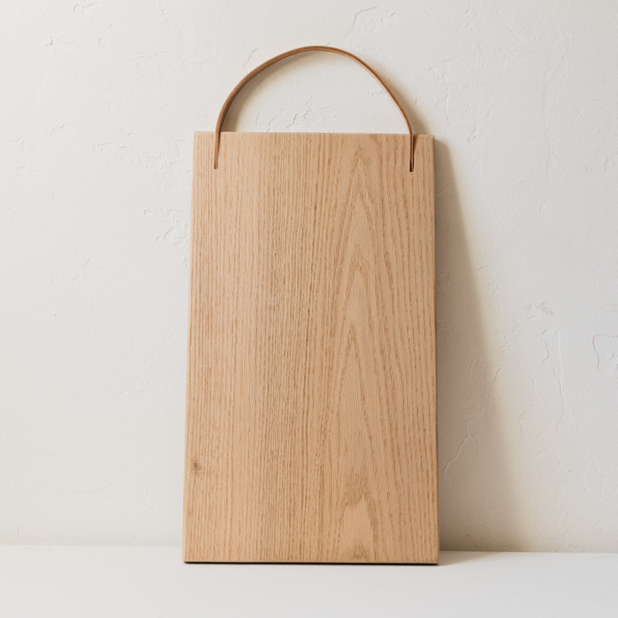 Twin Woodworking Boards Red Oak - 18" x 11" Wood Cutting Board with Leather Handle