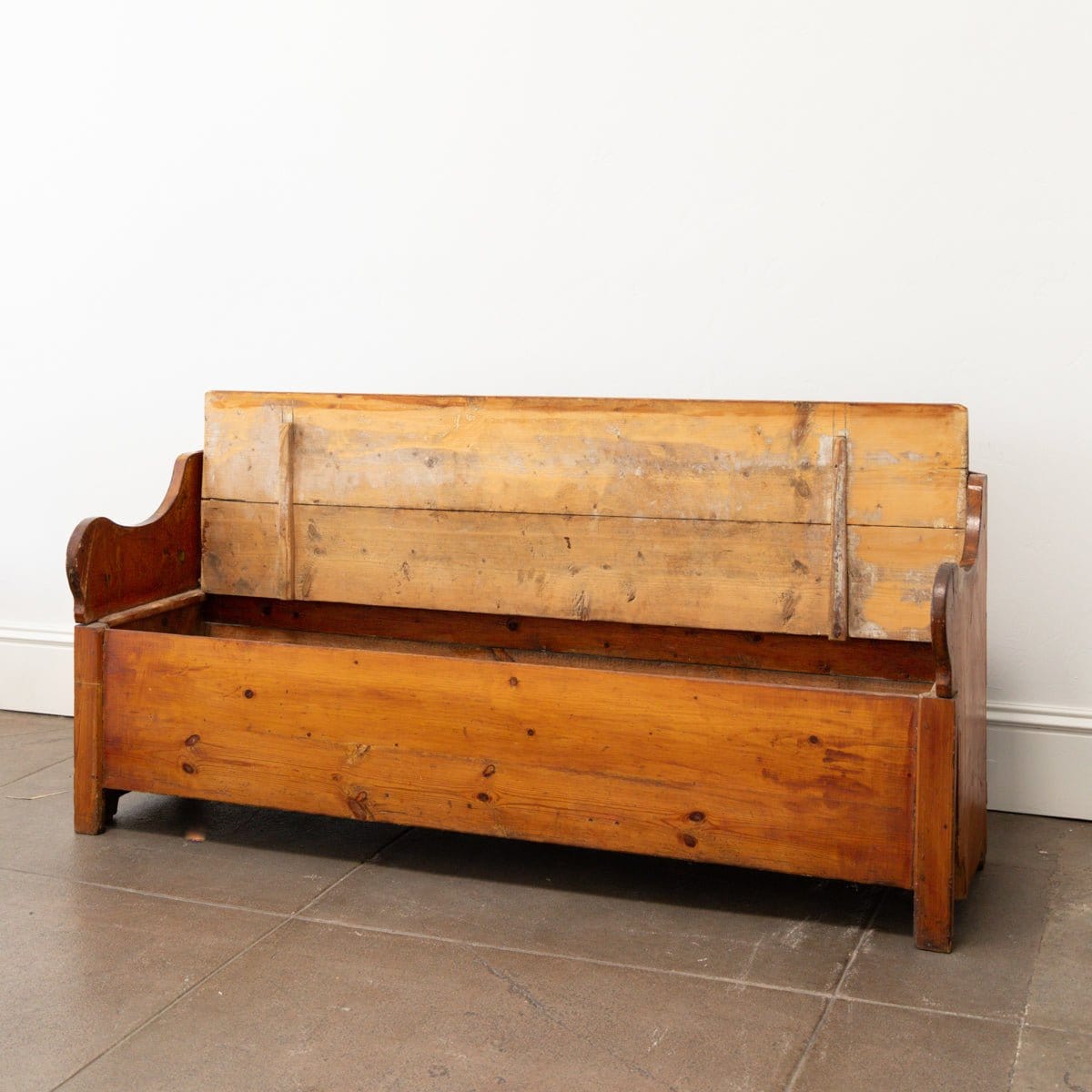 19th Century Primitive Austrian Pine Storage Bench - +COOP