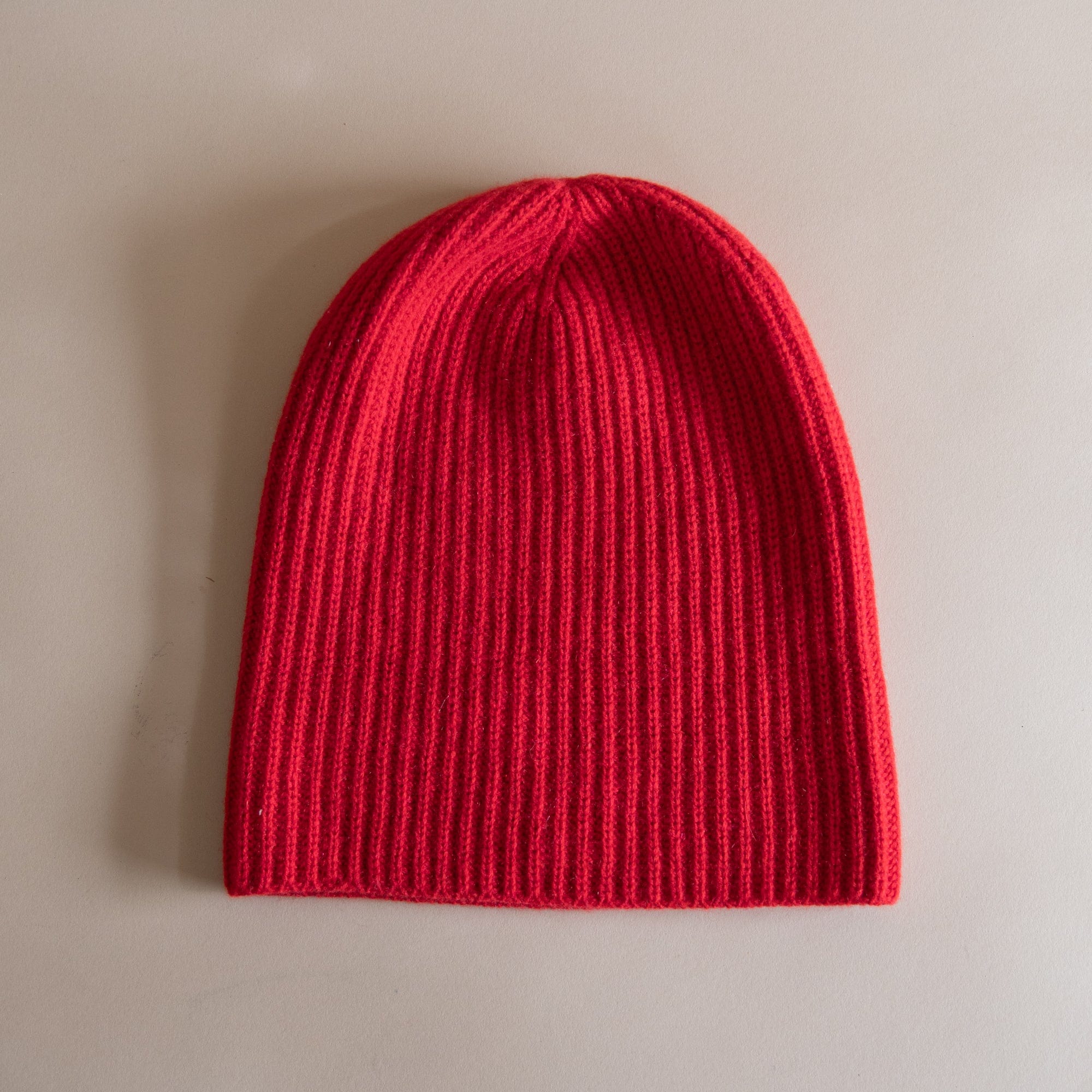 8.6.4 Hats Red Cashmere Ribbed Beanie